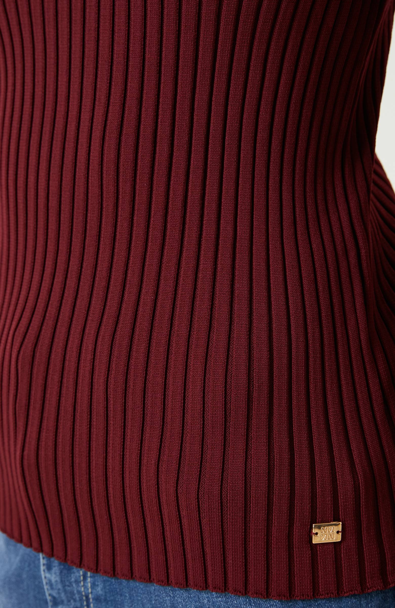 Bordo Ribana Örgü Kazak