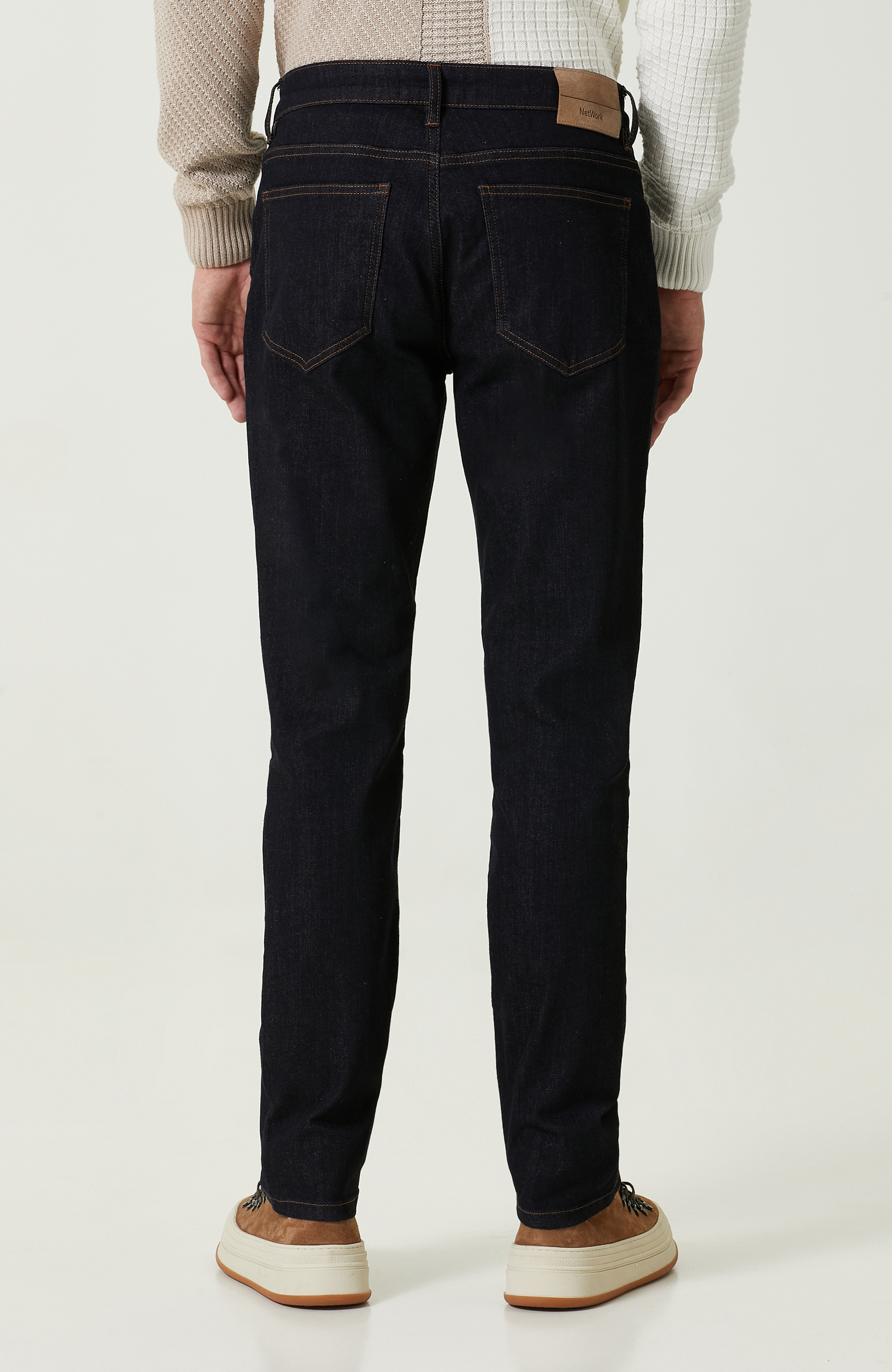 Normal Bel Lacivert Denim Pantolon