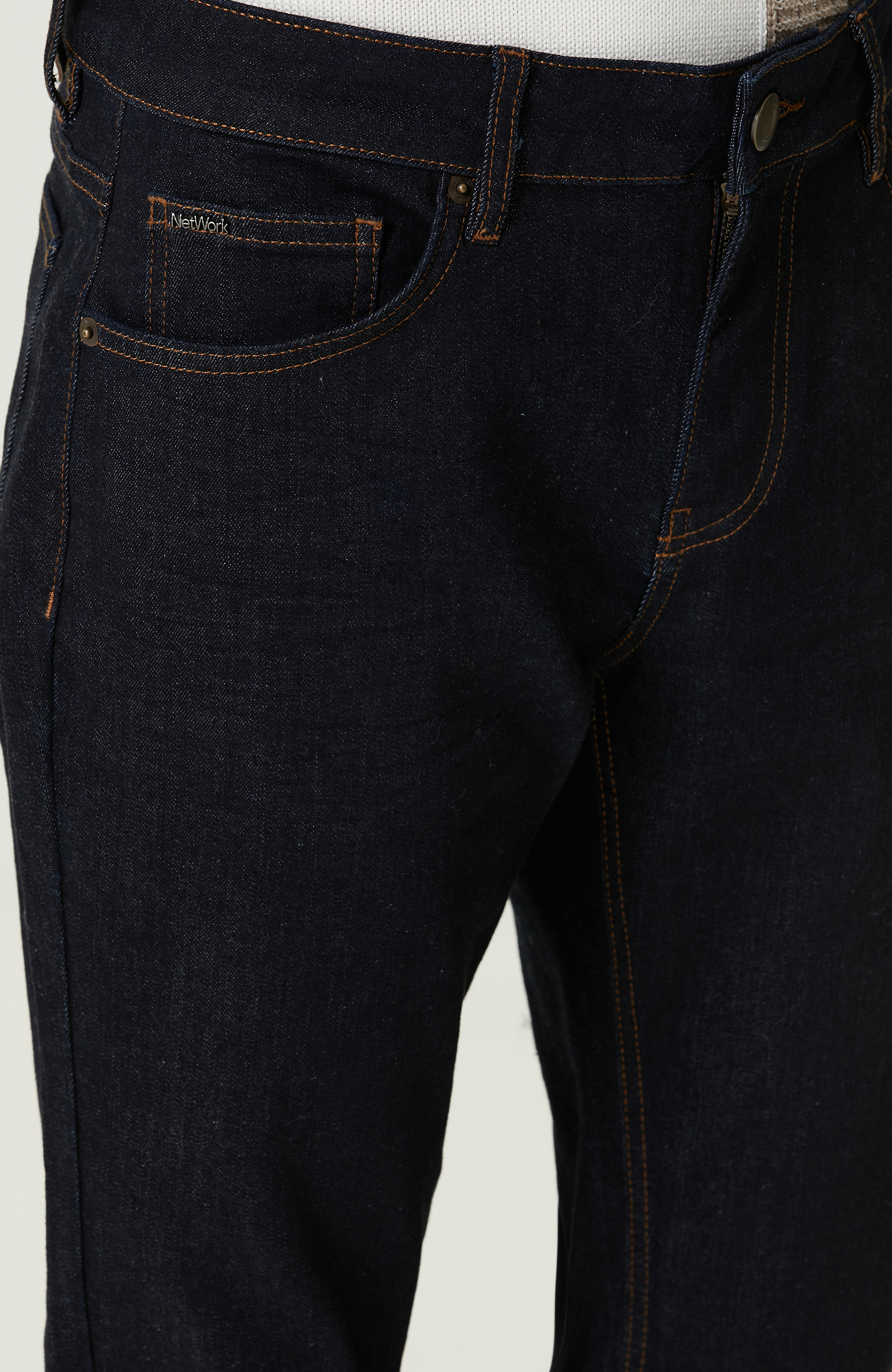 Normal Bel Lacivert Denim Pantolon