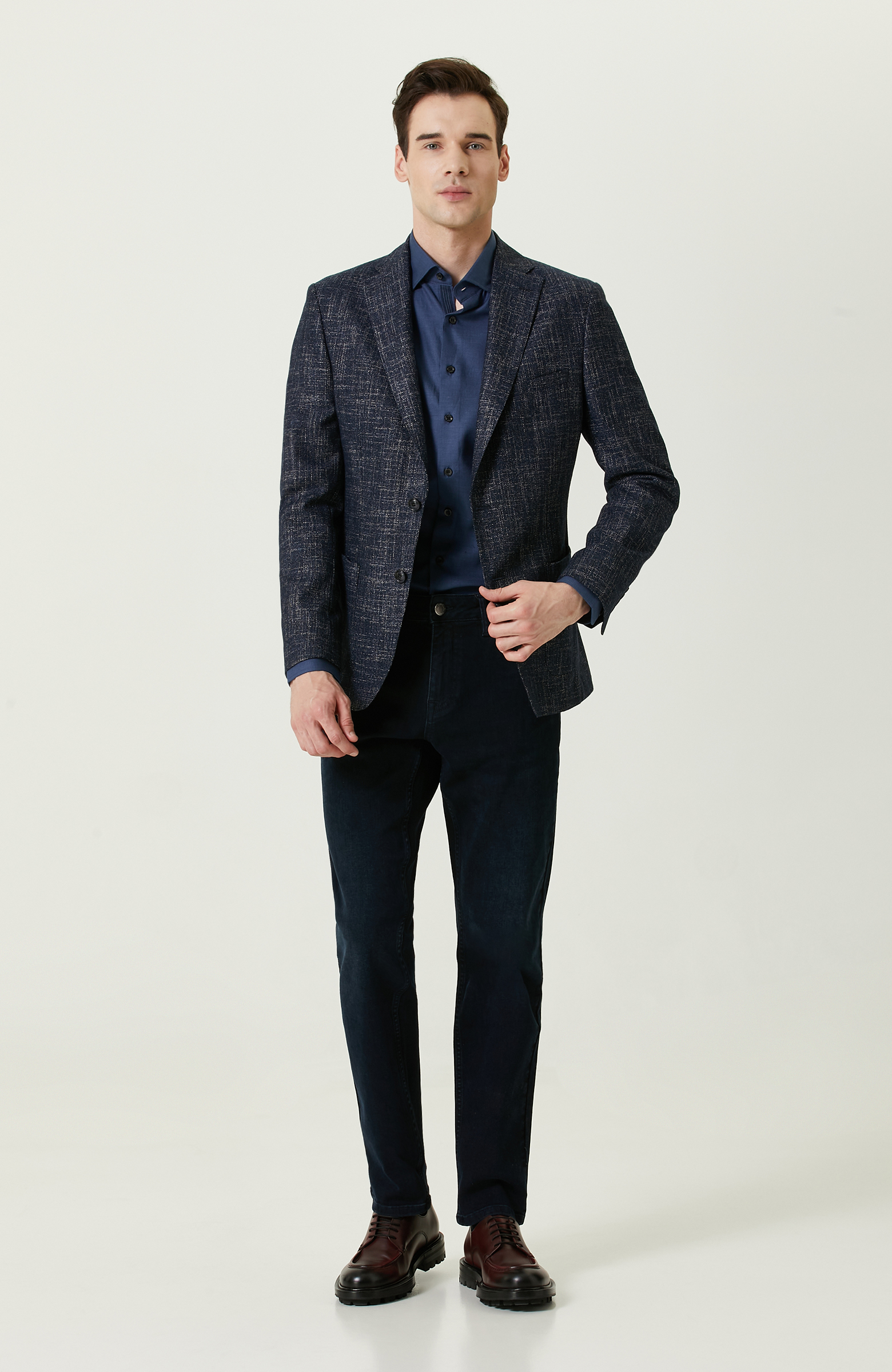 Düz Paça Lacivert Denim Pantolon