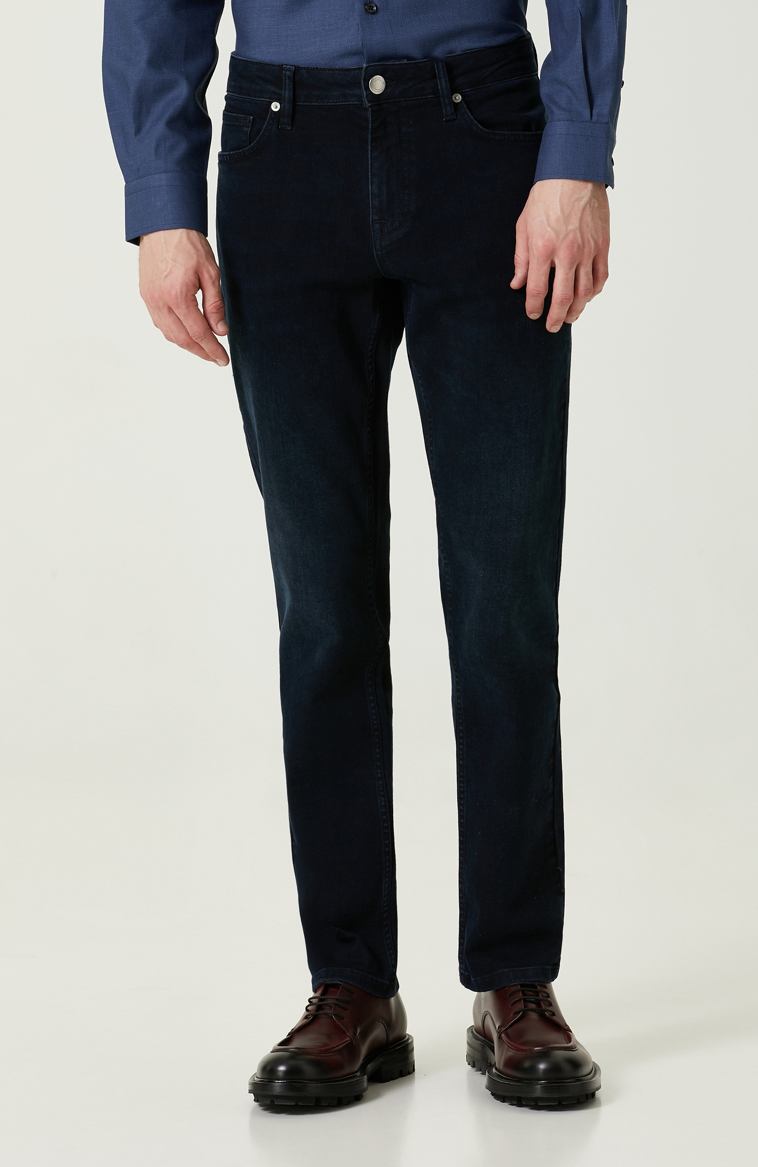 Düz Paça Lacivert Denim Pantolon