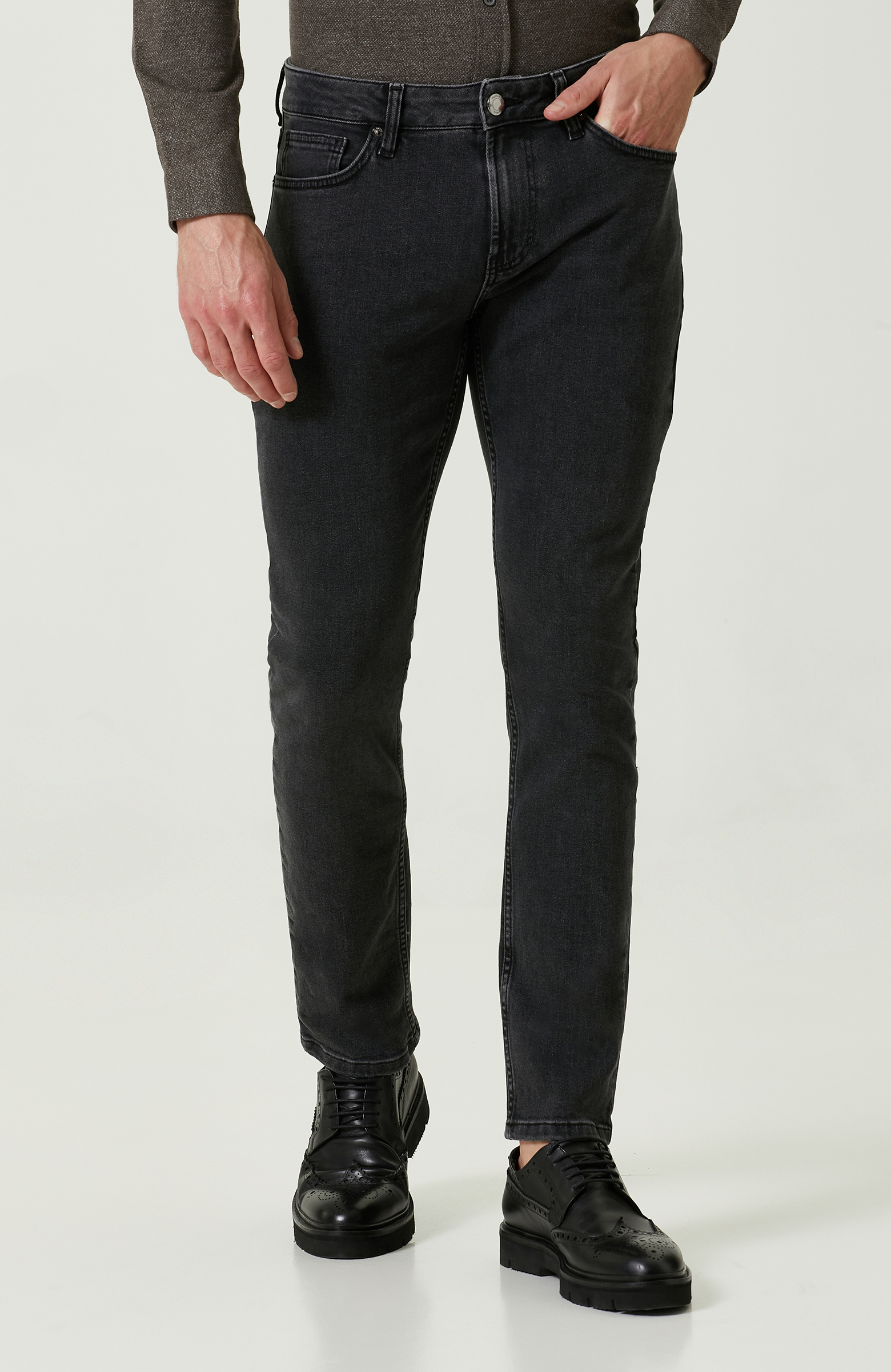 Antrasit Normal Bel Denim Pantolon