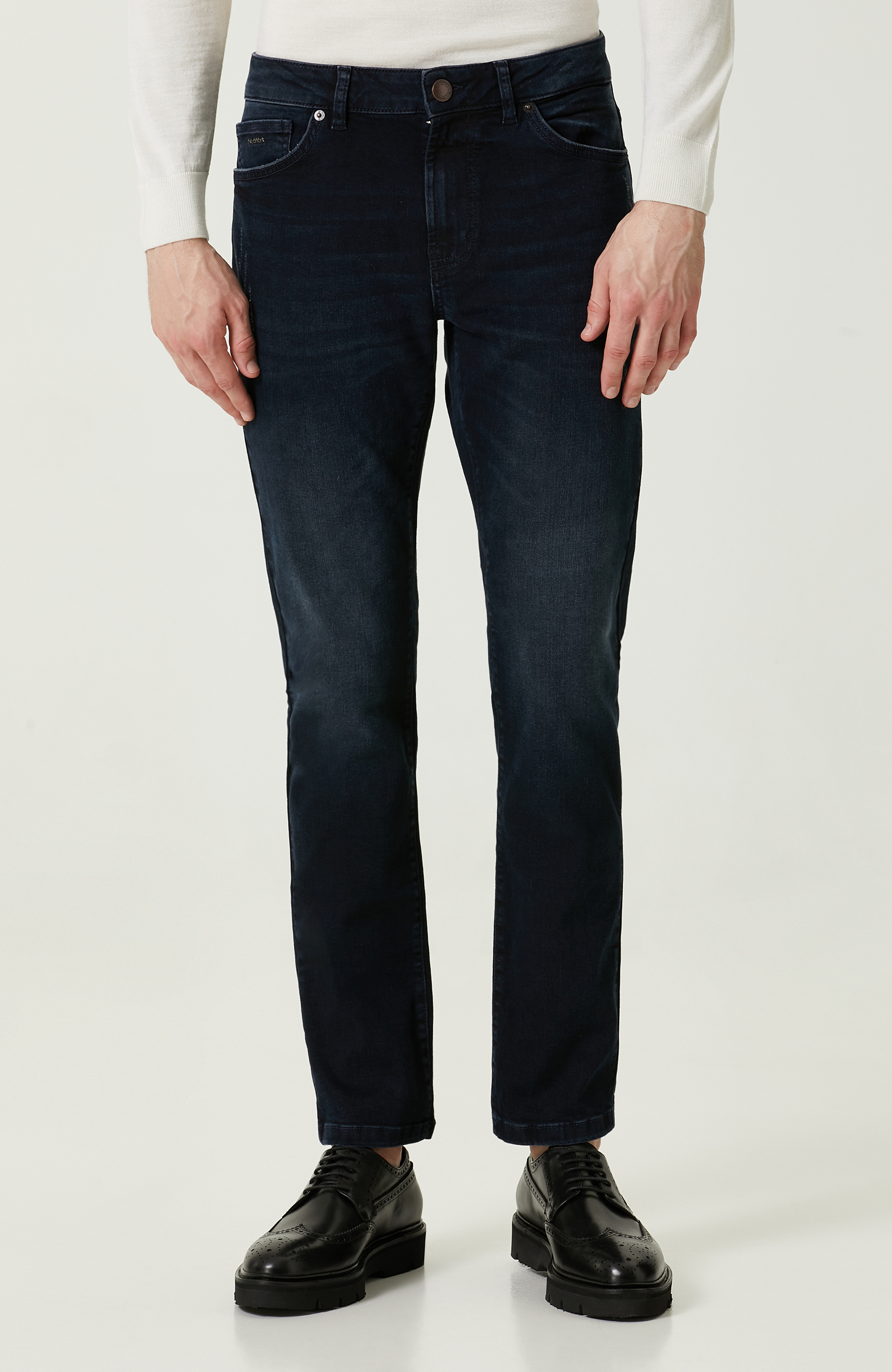 5 Cepli Normal Bel Lacivert Denim Pantolon