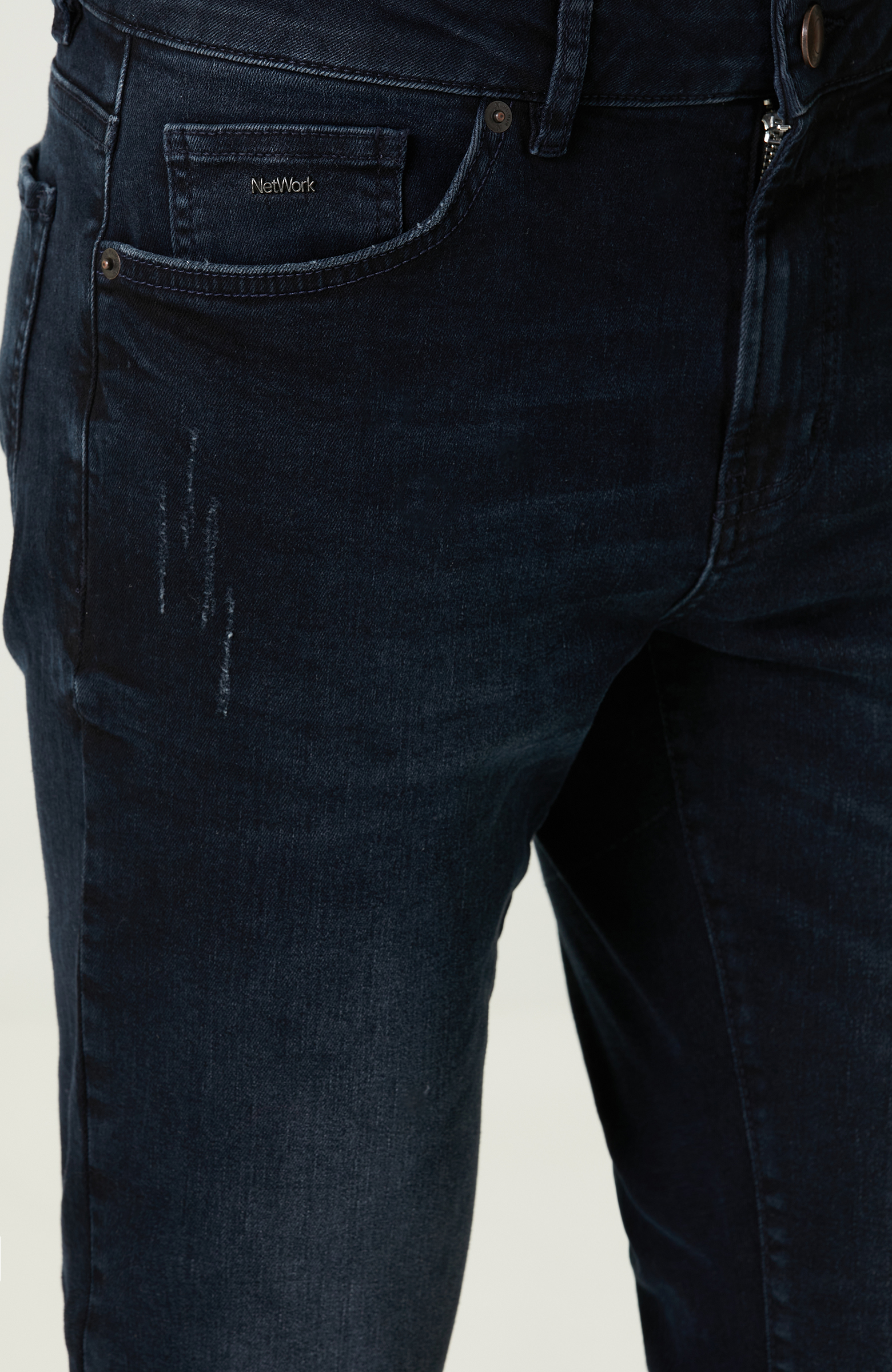 5 Cepli Normal Bel Lacivert Denim Pantolon