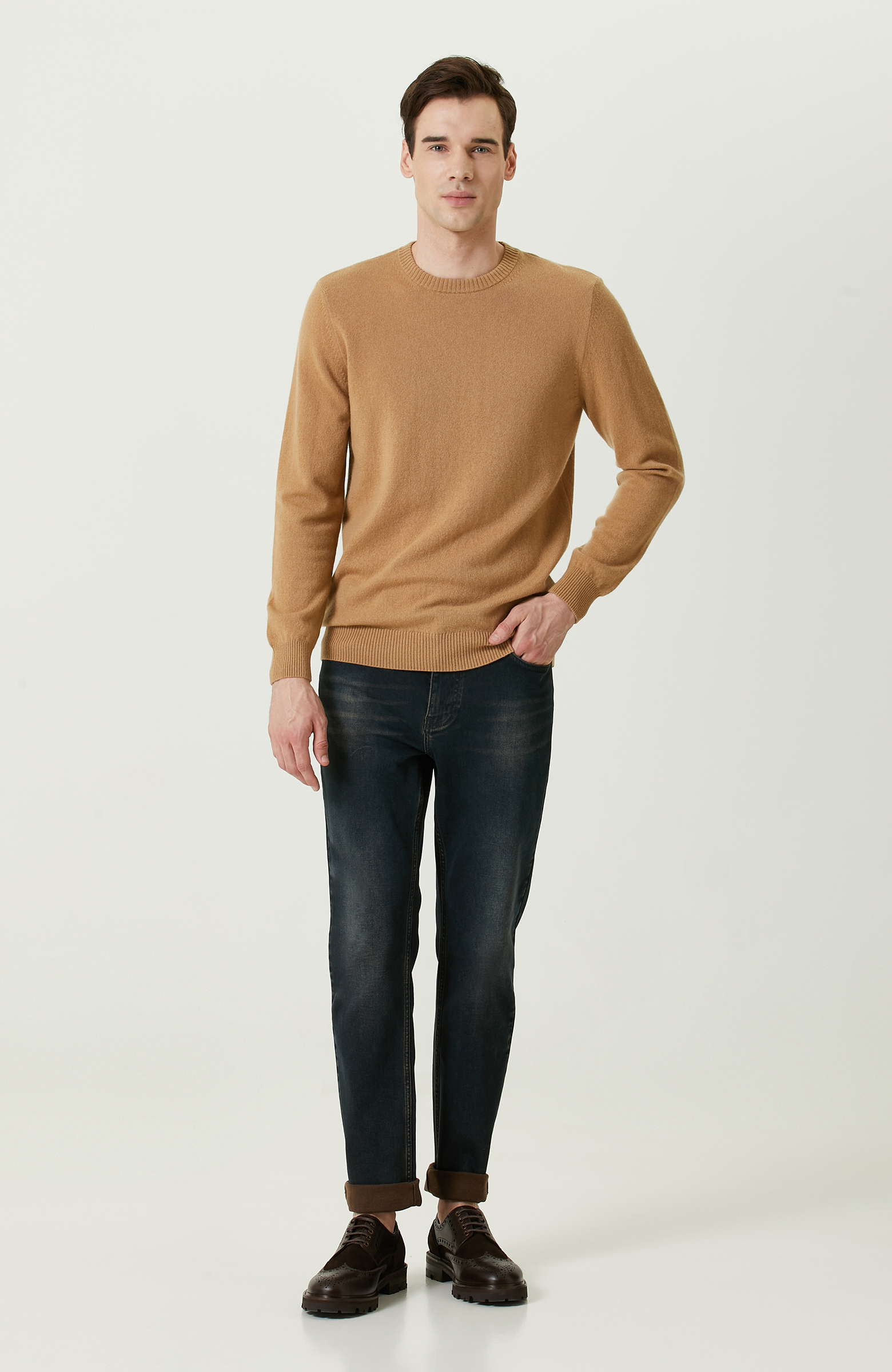 Normal Bel İndigo Denim Pantolon