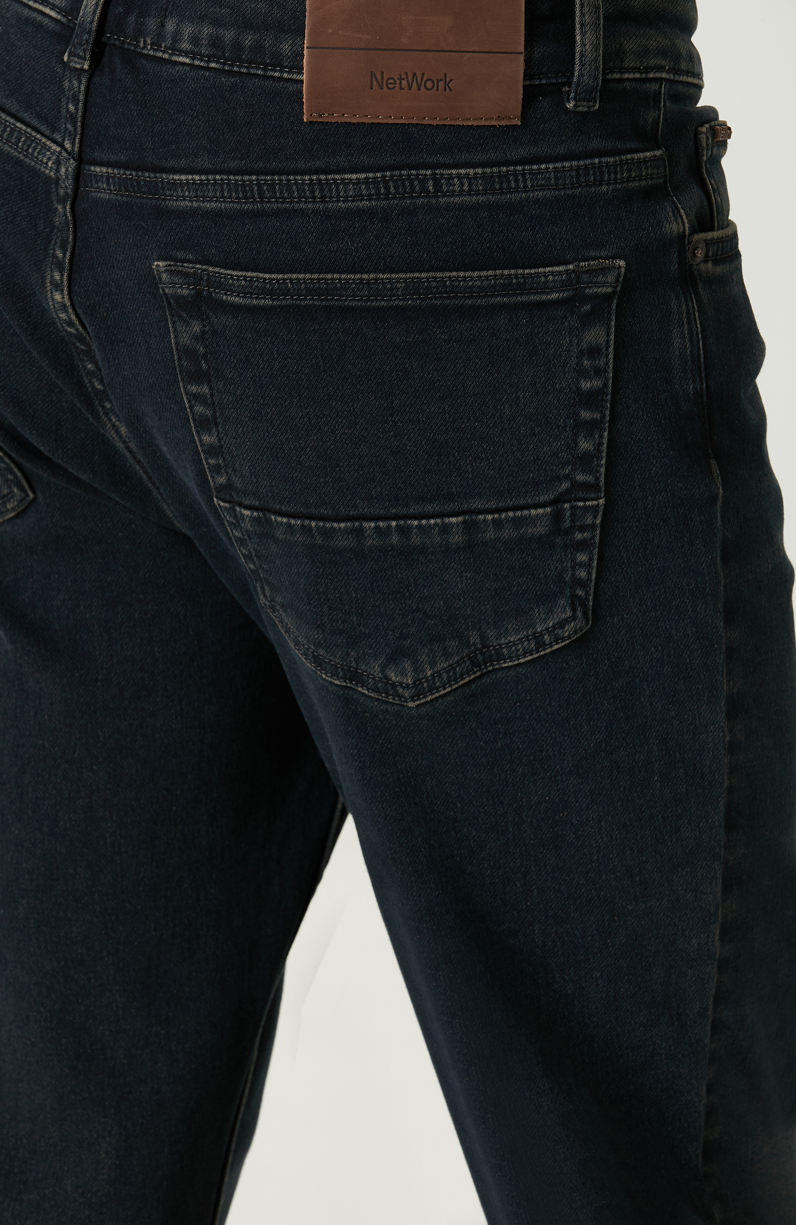 Normal Bel İndigo Denim Pantolon