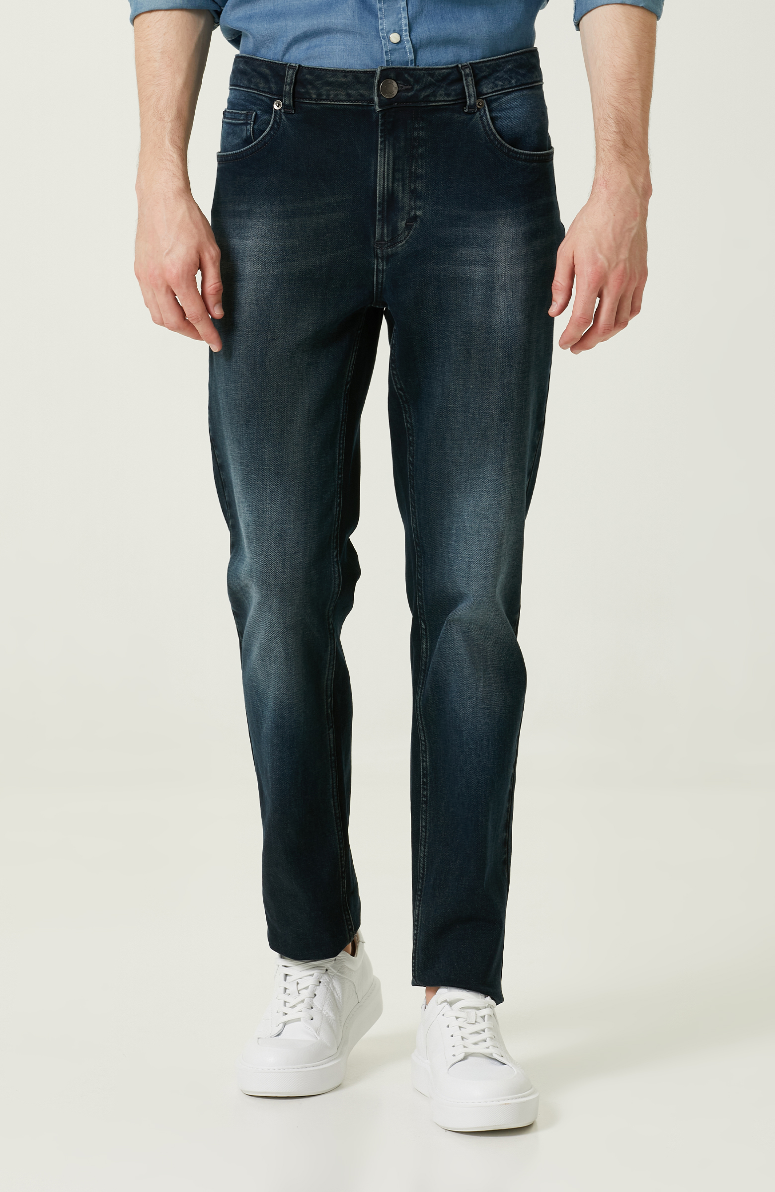 Düz Paça İndigo Denim Pantolon_2