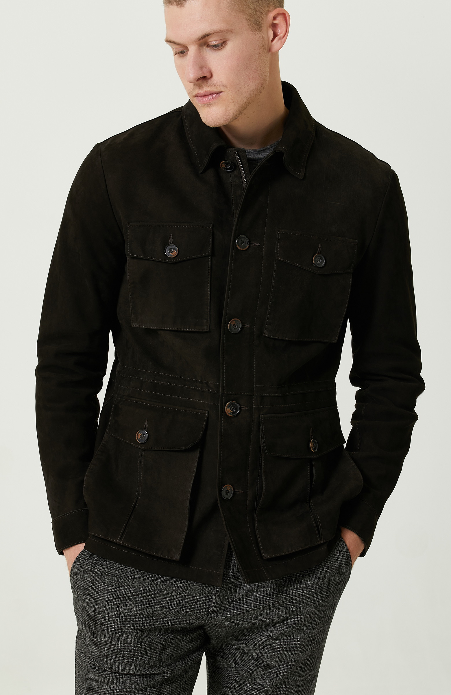 Kahverengi Süet Deri  Ceket