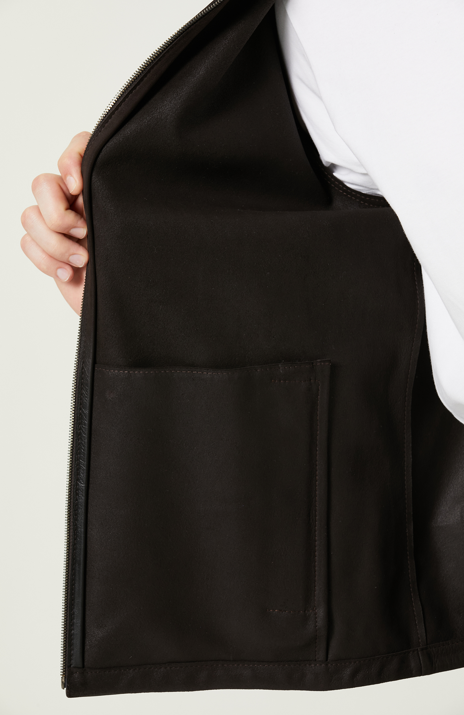 Kahverengi Süet Deri Mont