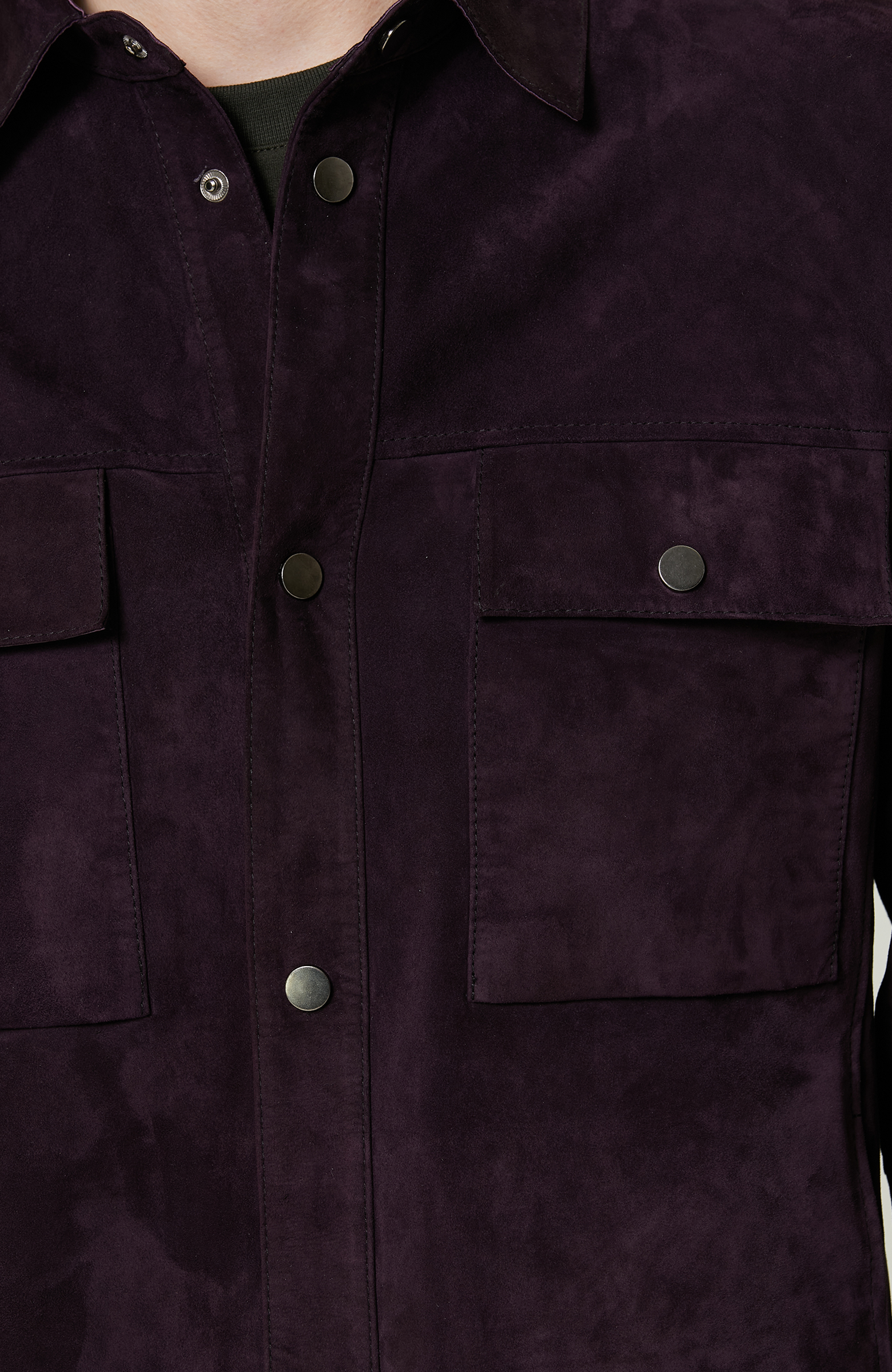 Mor Süet Deri Gömlek