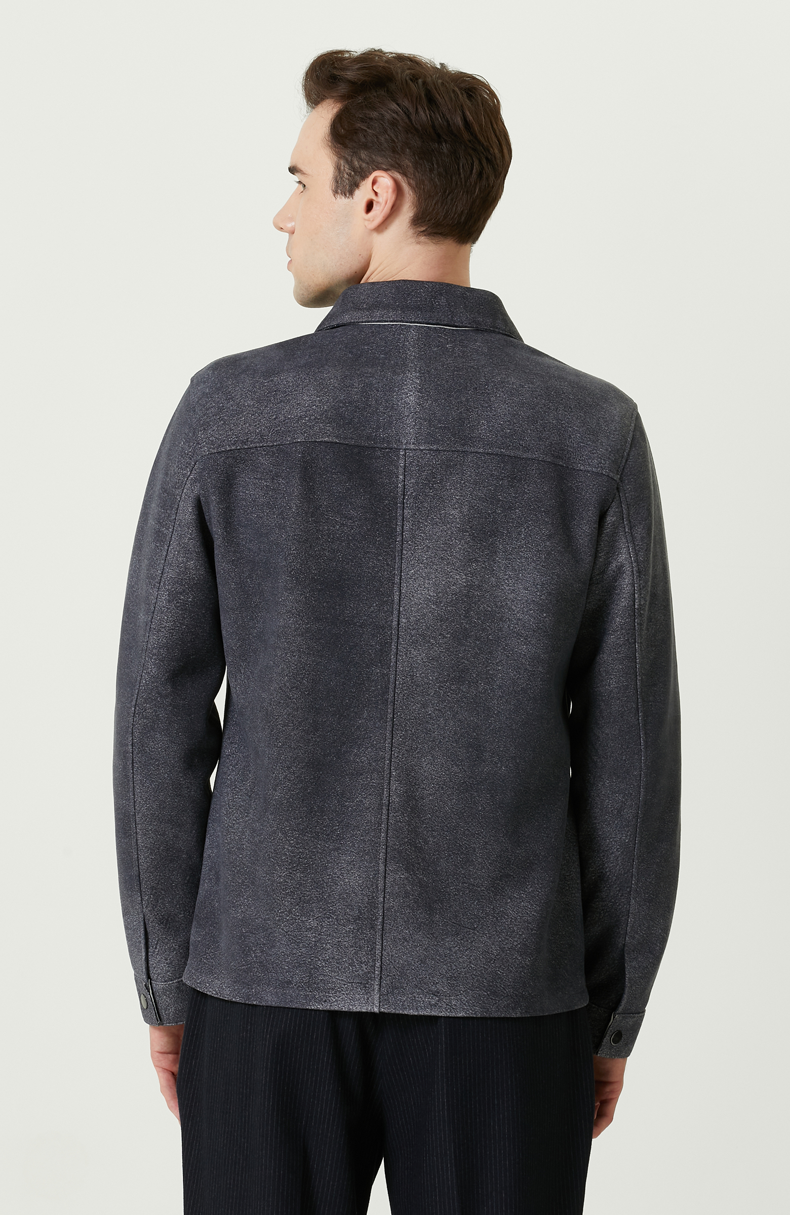 İndigo Süet Deri Mont