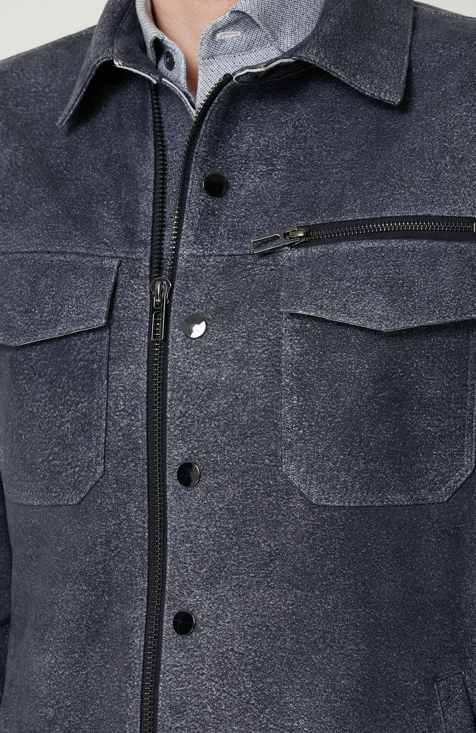 İndigo Süet Deri Mont