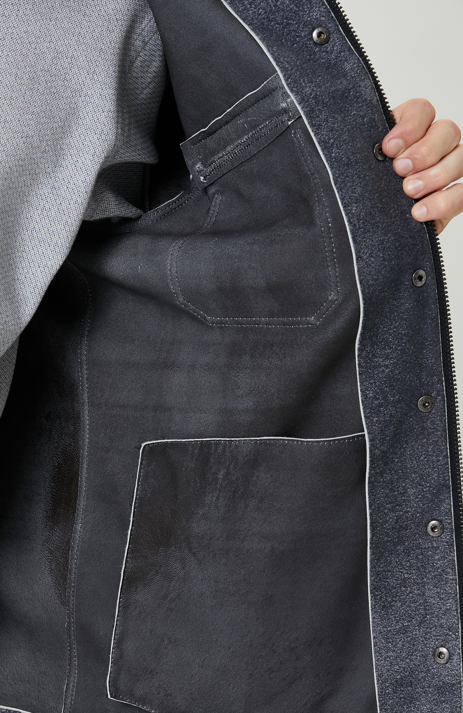 İndigo Süet Deri Mont