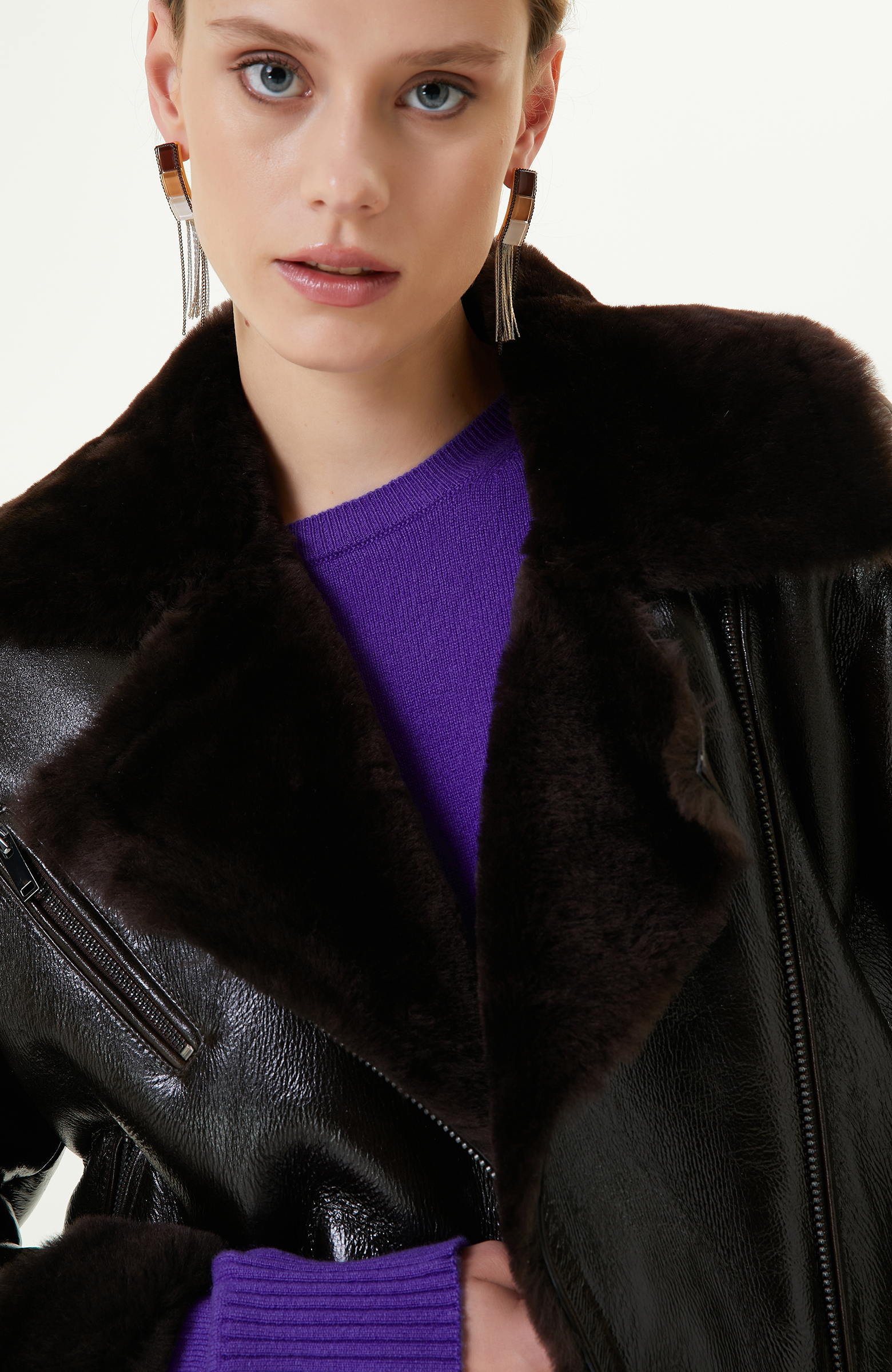 Acı Kahve Rugan Deri Mont