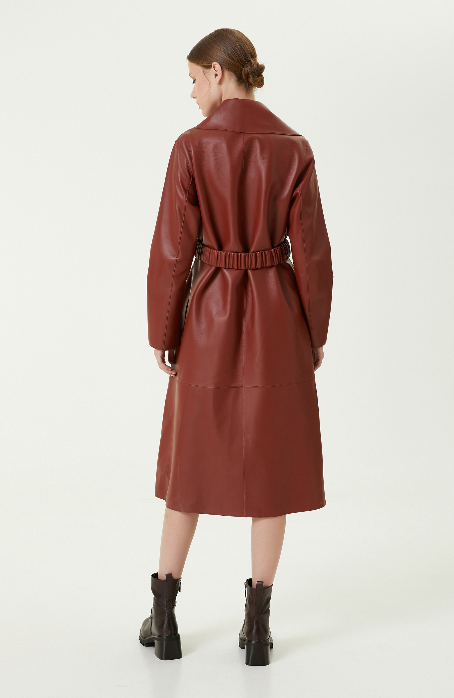 Tütün Rengi Deri Pardösü