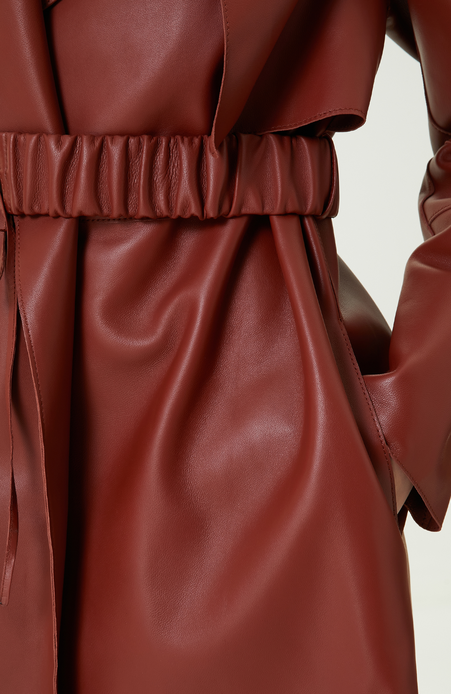 Tütün Rengi Deri Pardösü