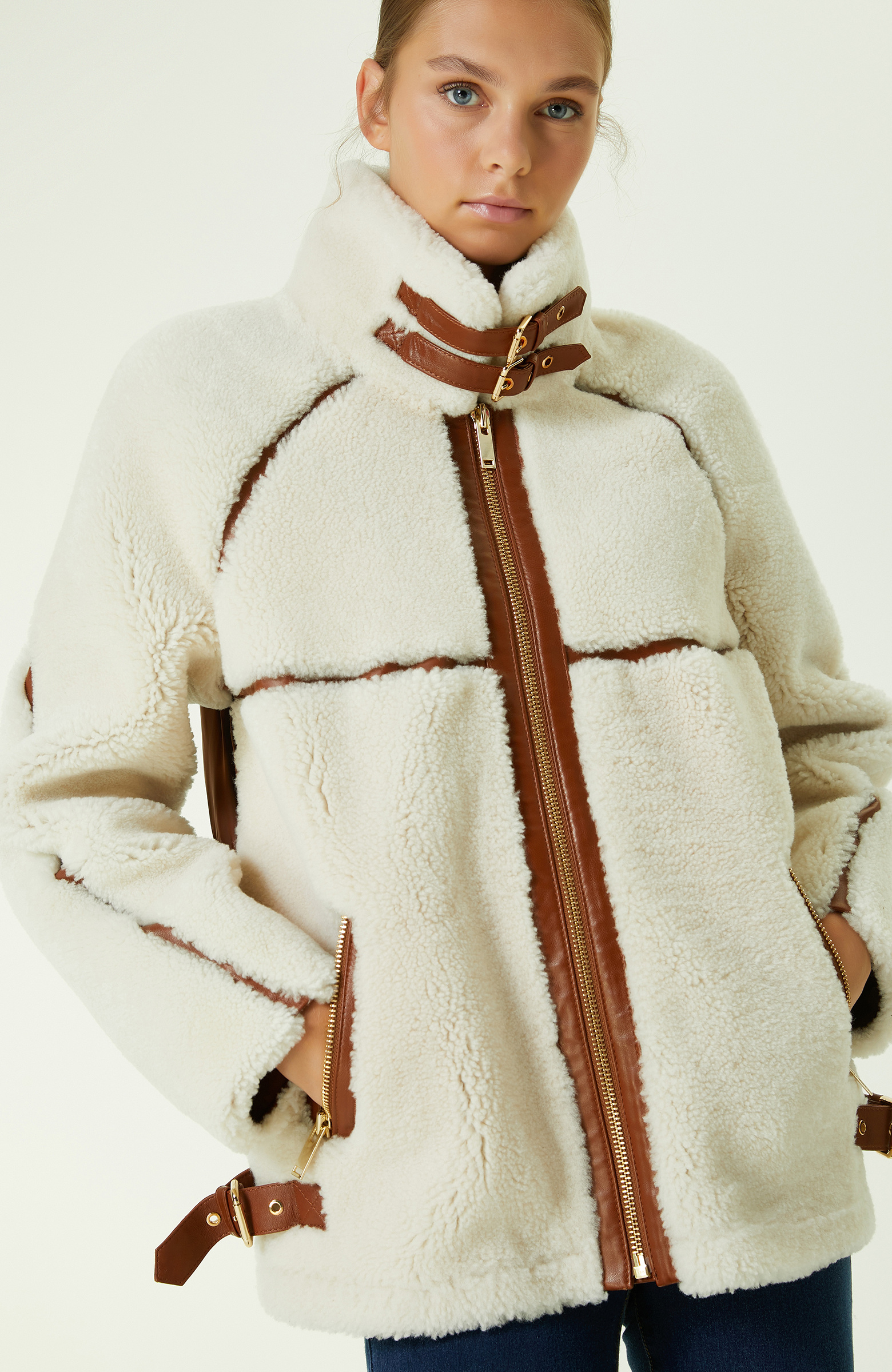 Ecru Leather Coat
