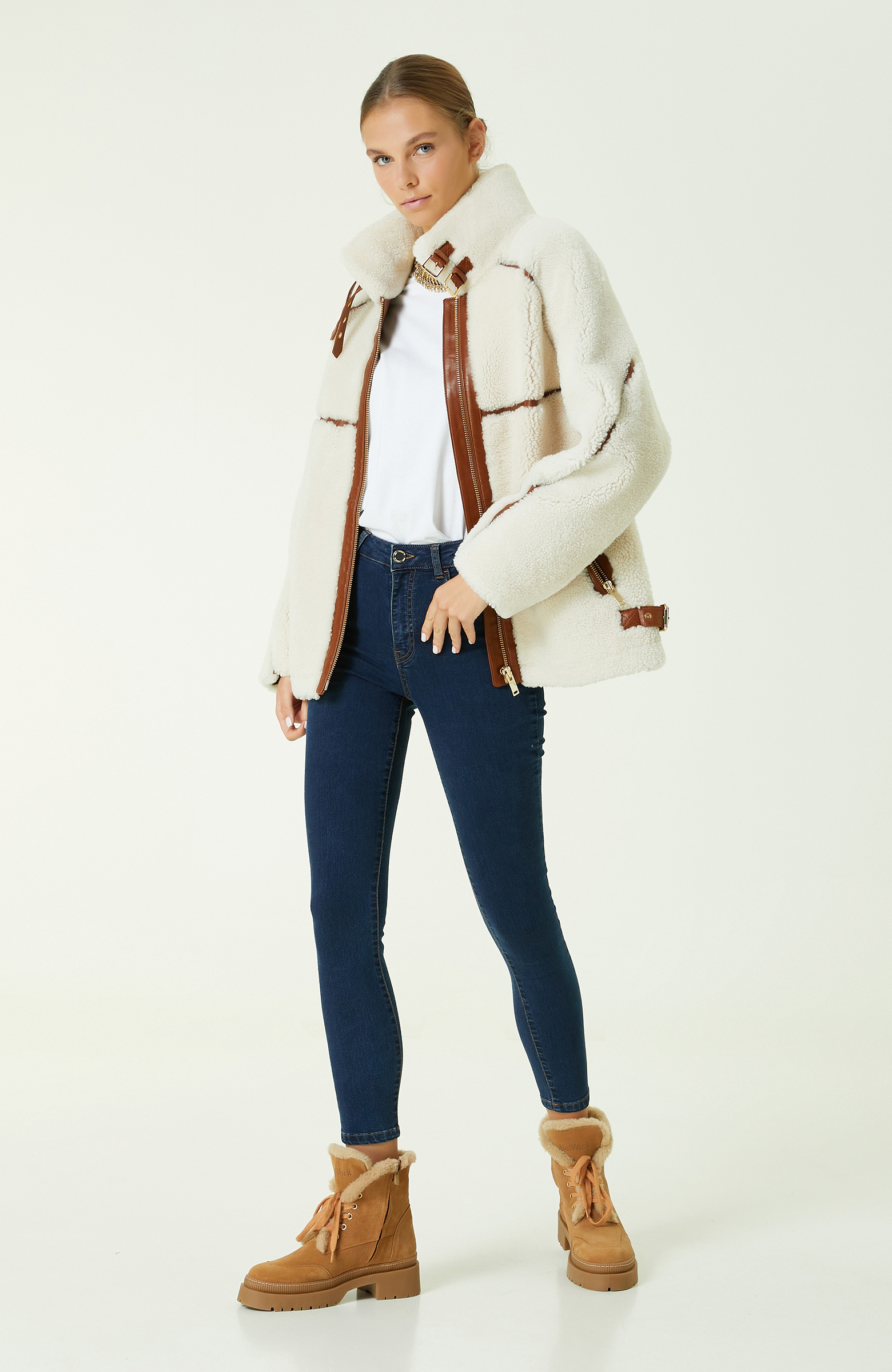 Ecru Leather Coat