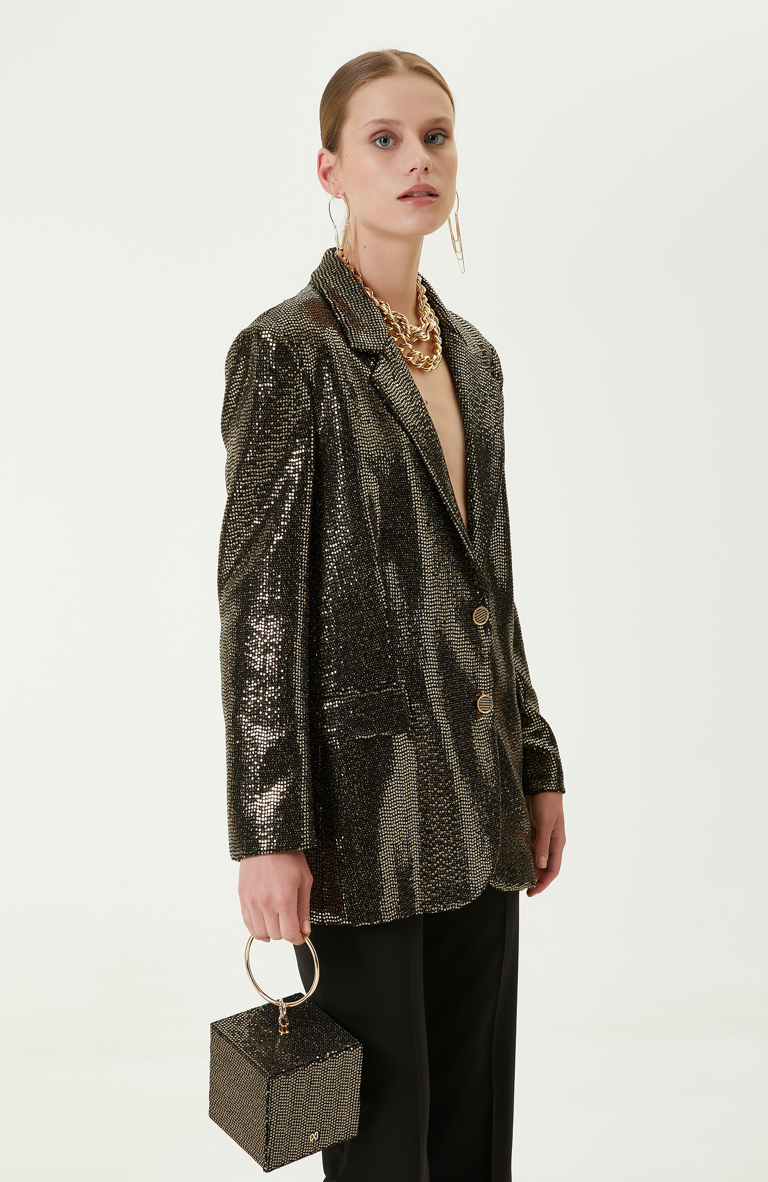 Siyah Gold  Payetli Ceket