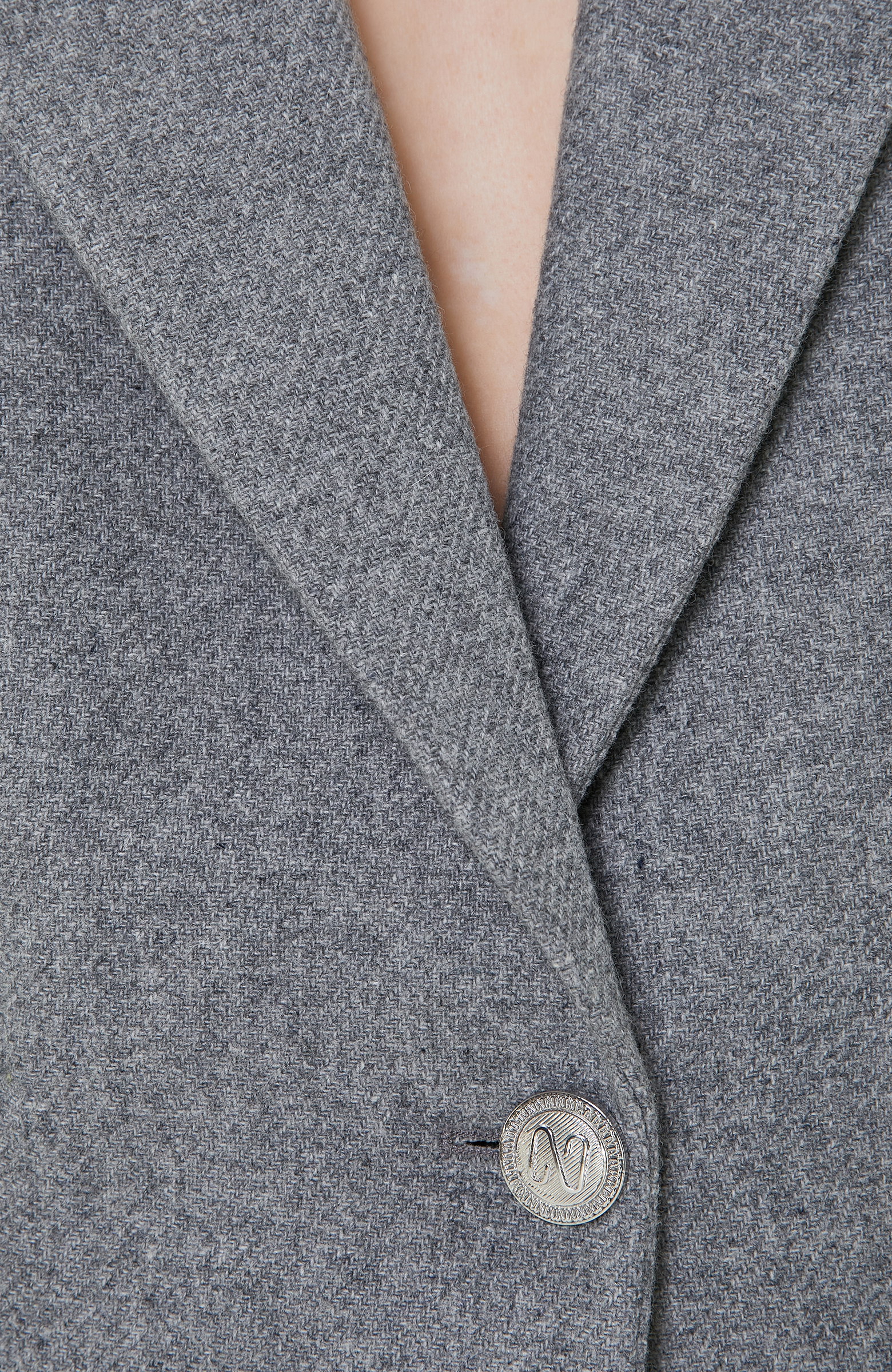 Çizgili Gri Crop Blazer Ceket