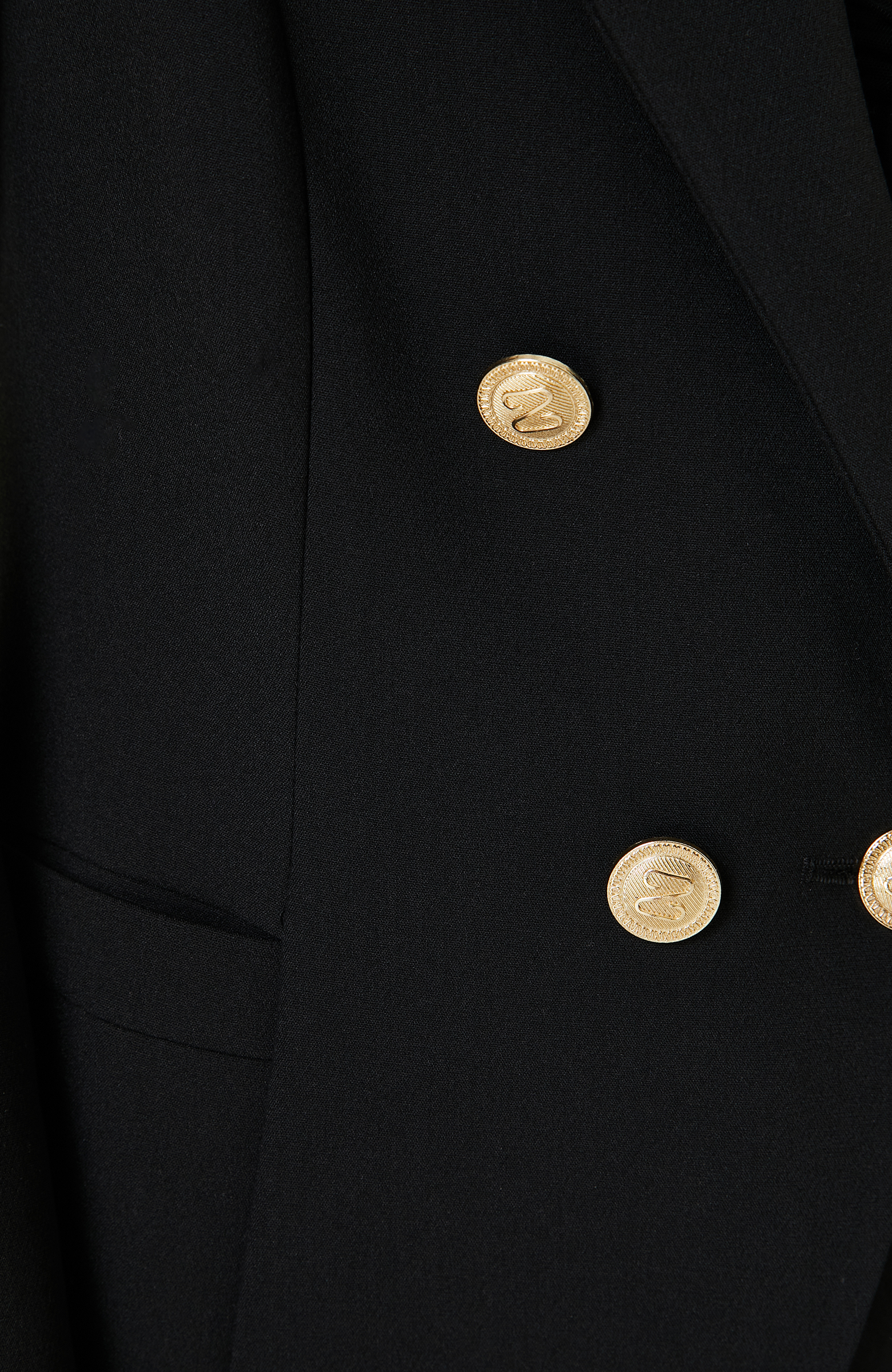 Siyah Dokuma Kruvaze Ceket