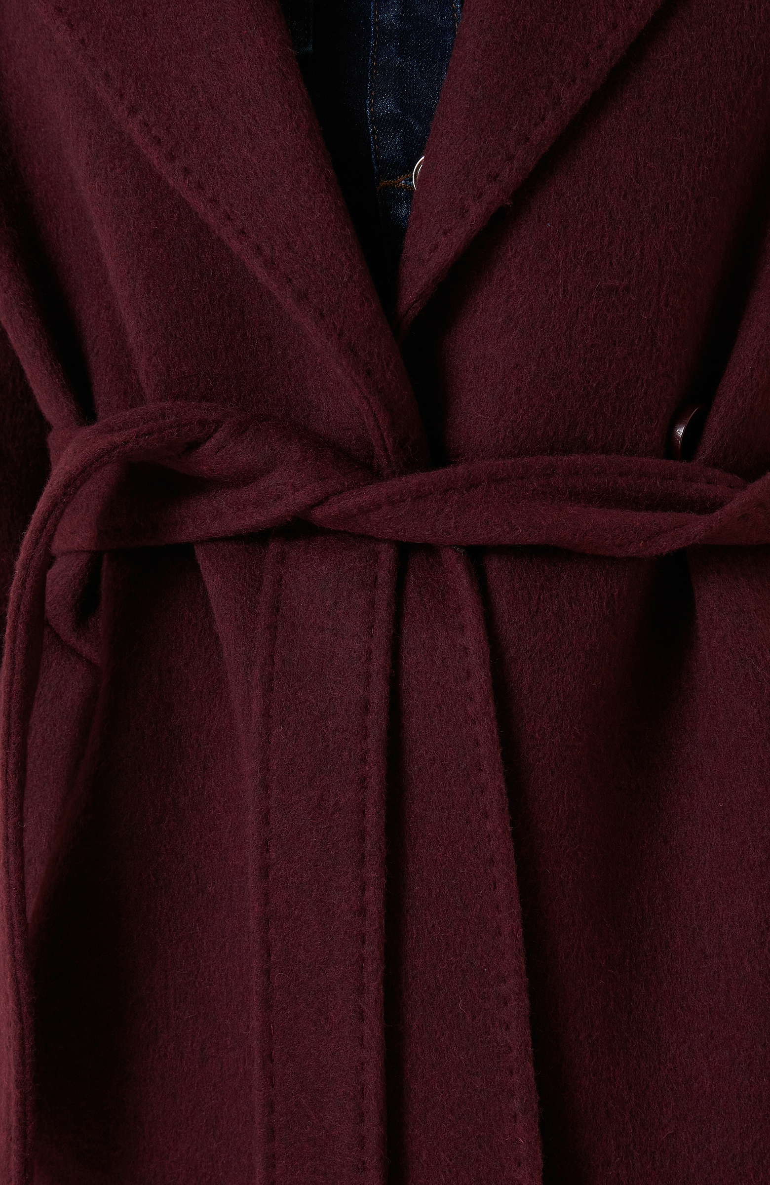 Bordo Beli Kemerli Manto