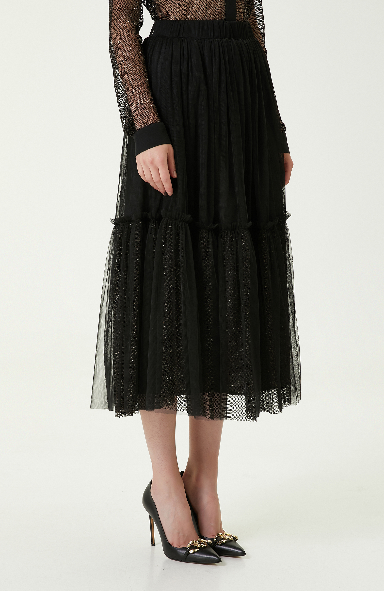 Tül Siyah Uzun Etek