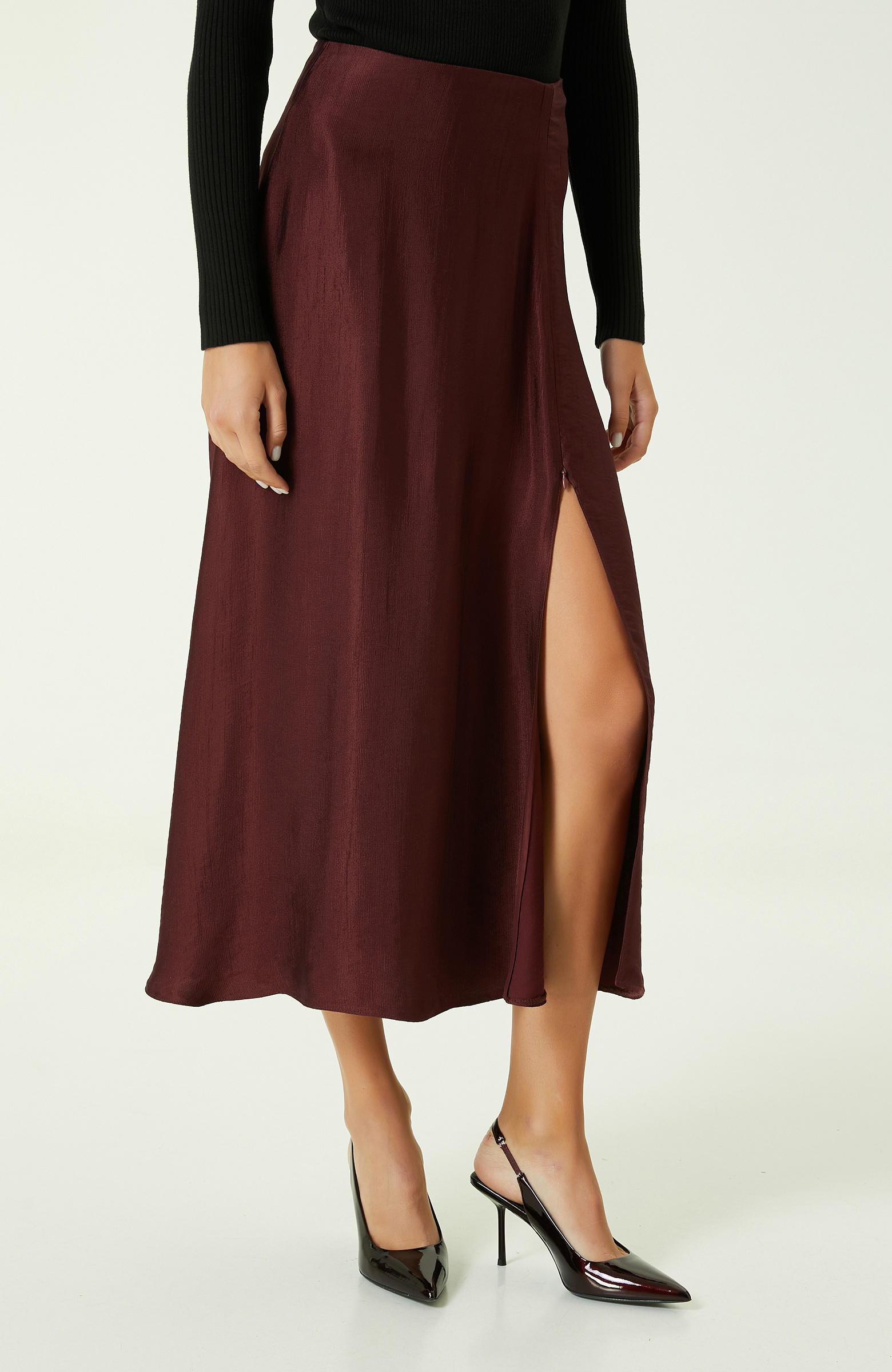 Bordo Uzun Etek