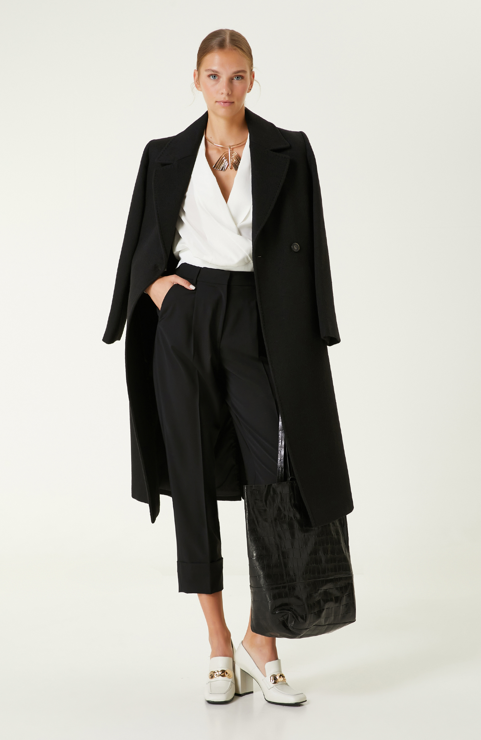 Siyah Bol Paça Pantolon