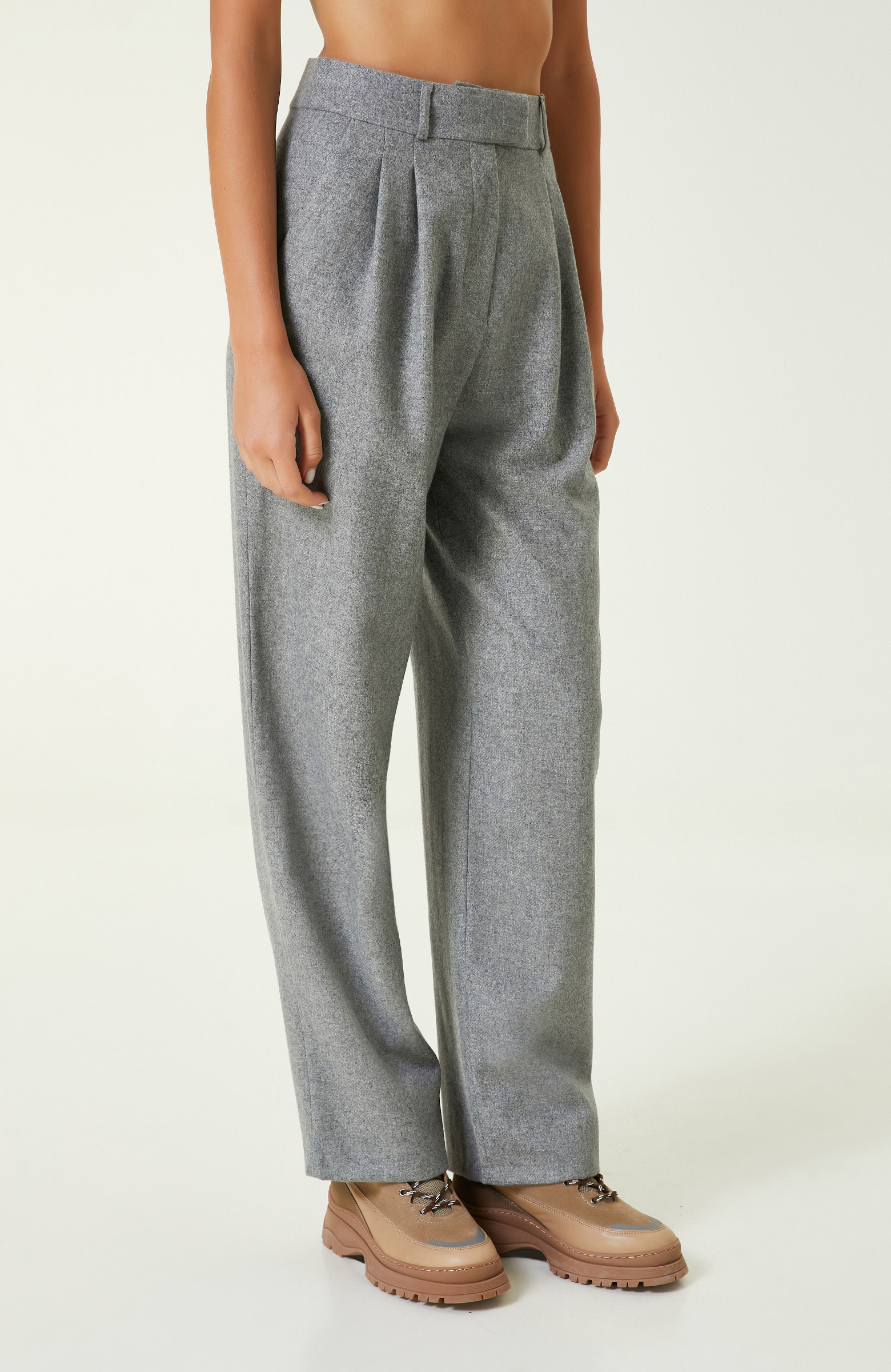 Gri Melanj Pilili Yün Pantolon