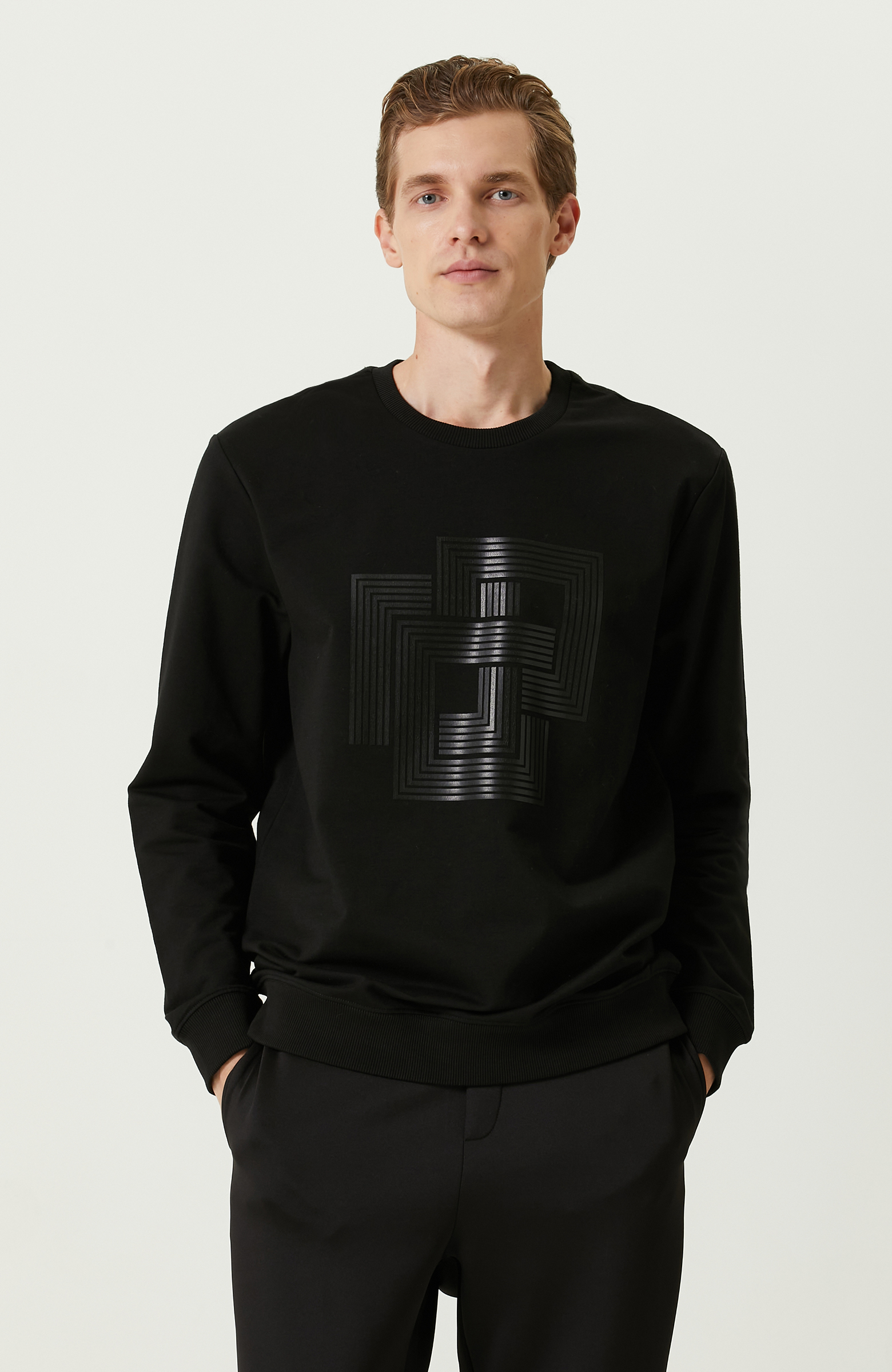 N-Tech Siyah Baskılı Sweatshirt_0