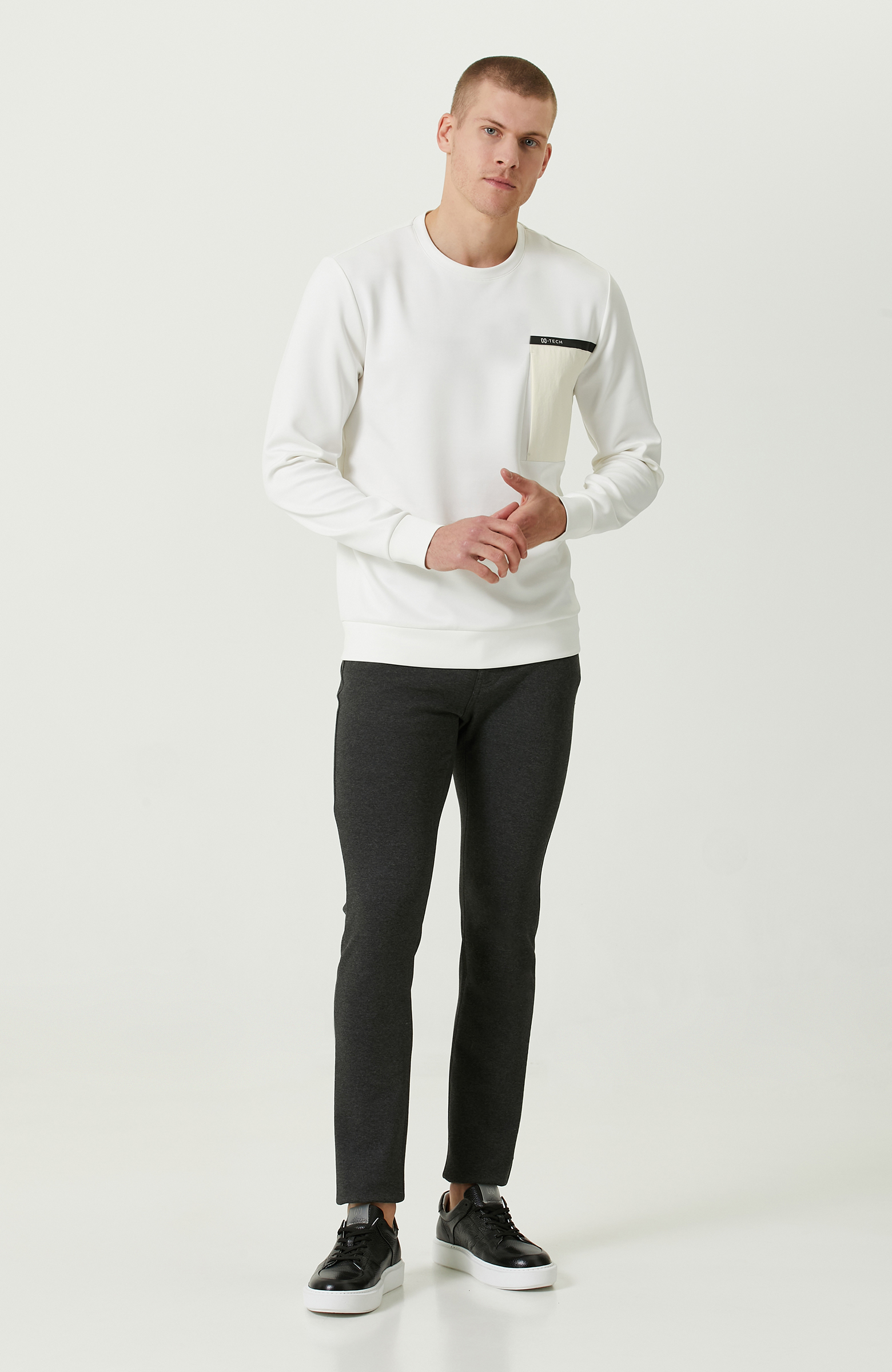 N-Tech Ekru Bisiklet Yaka Sweatshirt