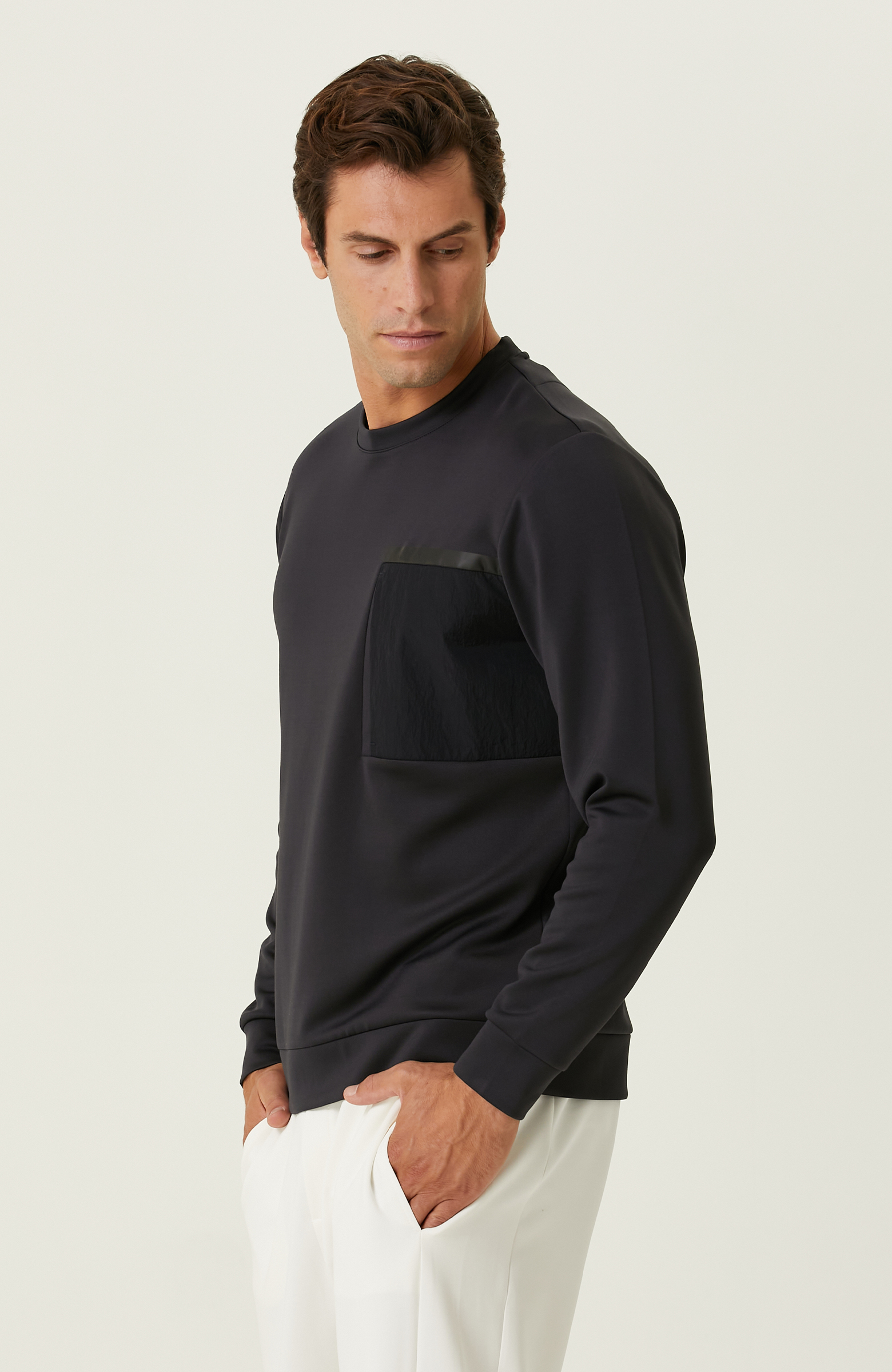 N-Tech Baskı Detaylı İndigo Sweatshirt_2