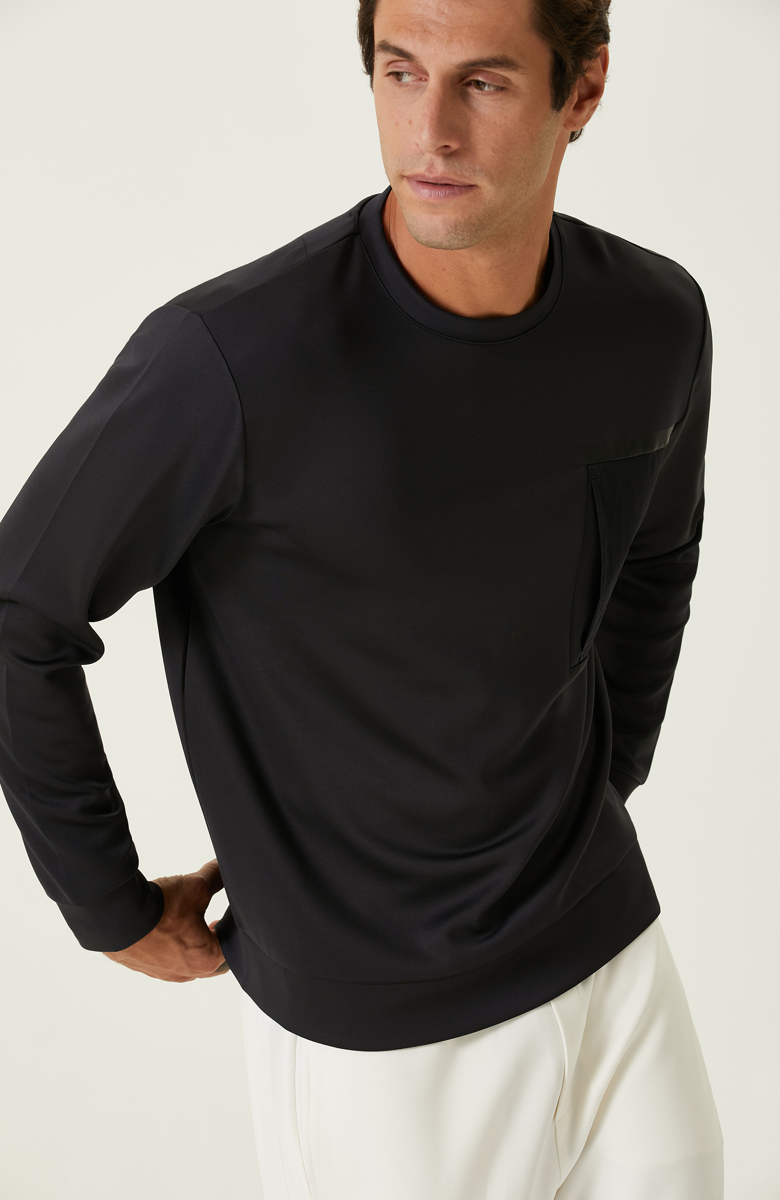 N-Tech Baskı Detaylı İndigo Sweatshirt_4