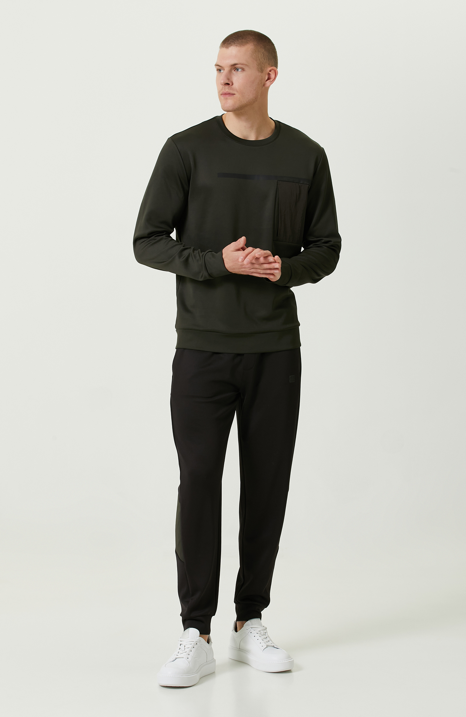 N-Tech Haki Bisiklet Yaka Sweatshirt