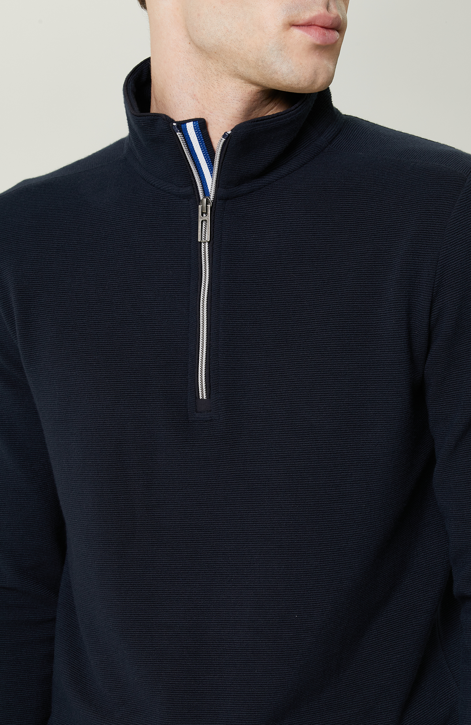 Lacivert Dik Yaka Uzun Kollu Sweatshirt