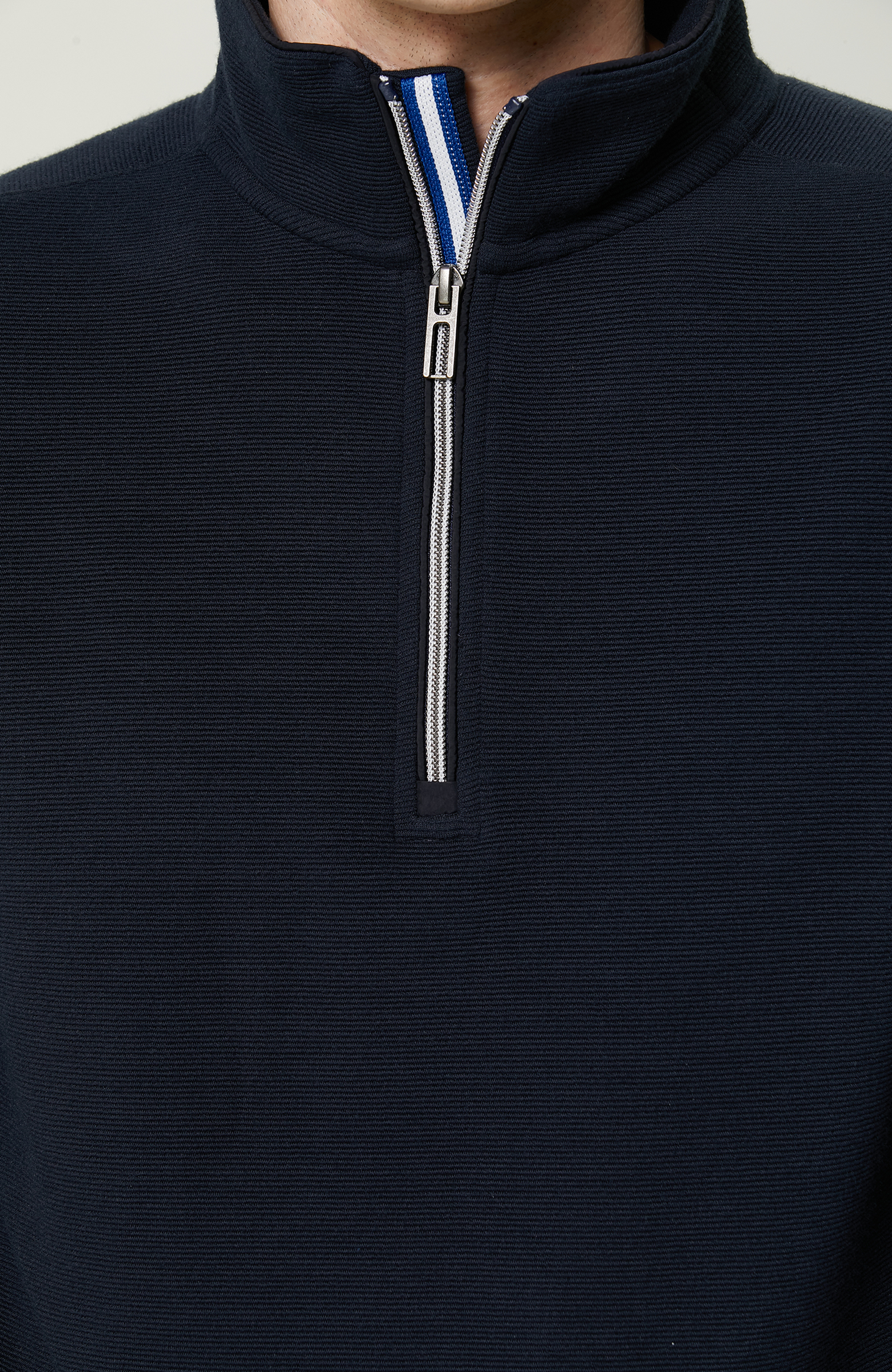 Lacivert Dik Yaka Uzun Kollu Sweatshirt