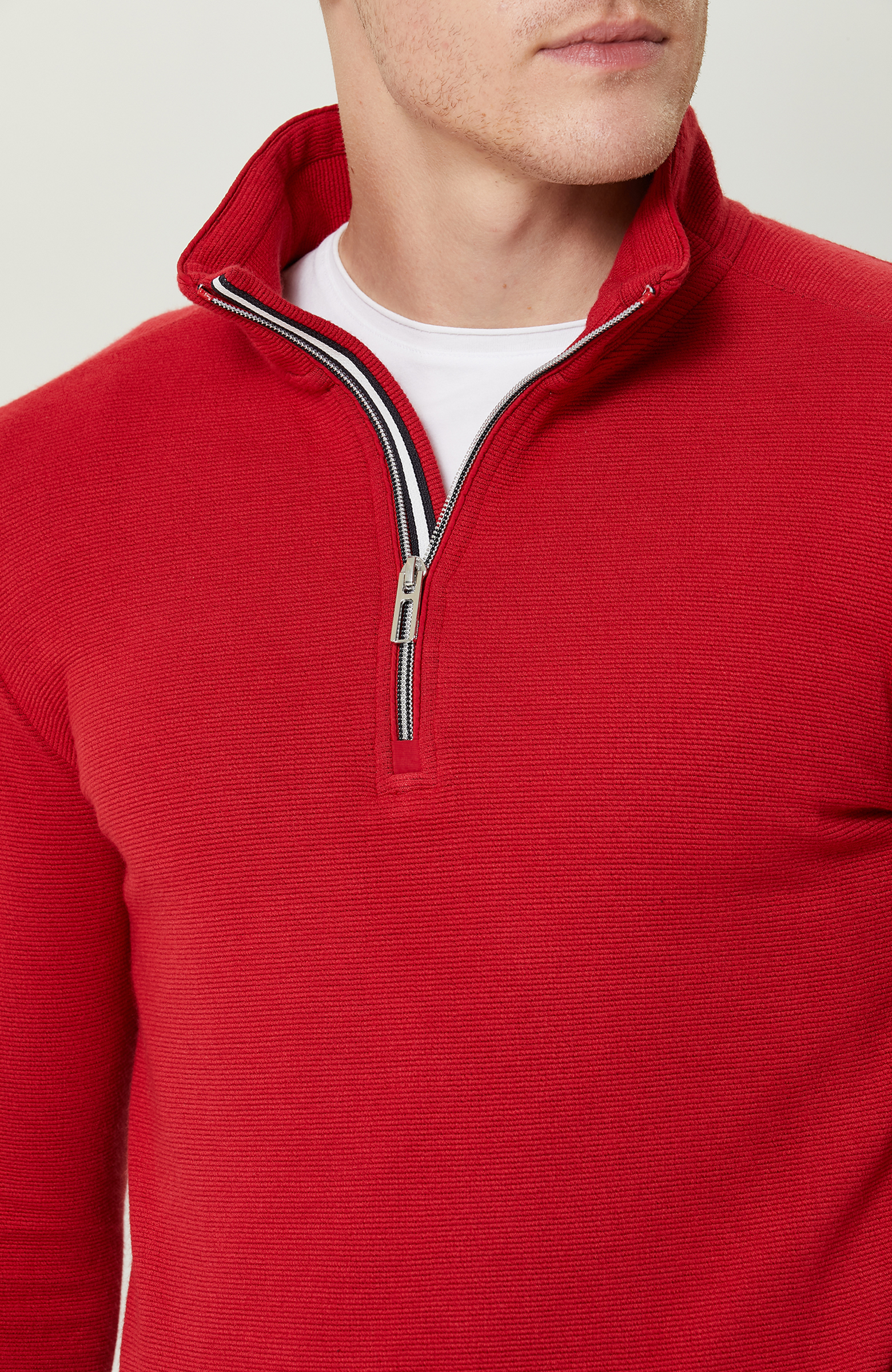 Fermuarlı Kırmızı Dik Yaka Sweatshirt