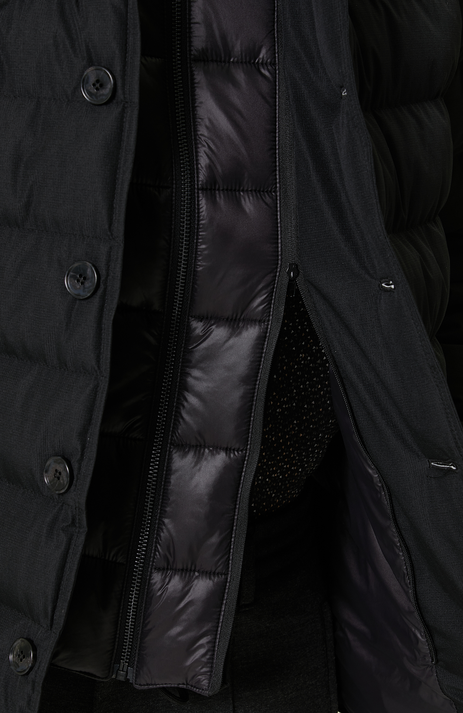 Yan Cep Fermuarlı Siyah Ceket