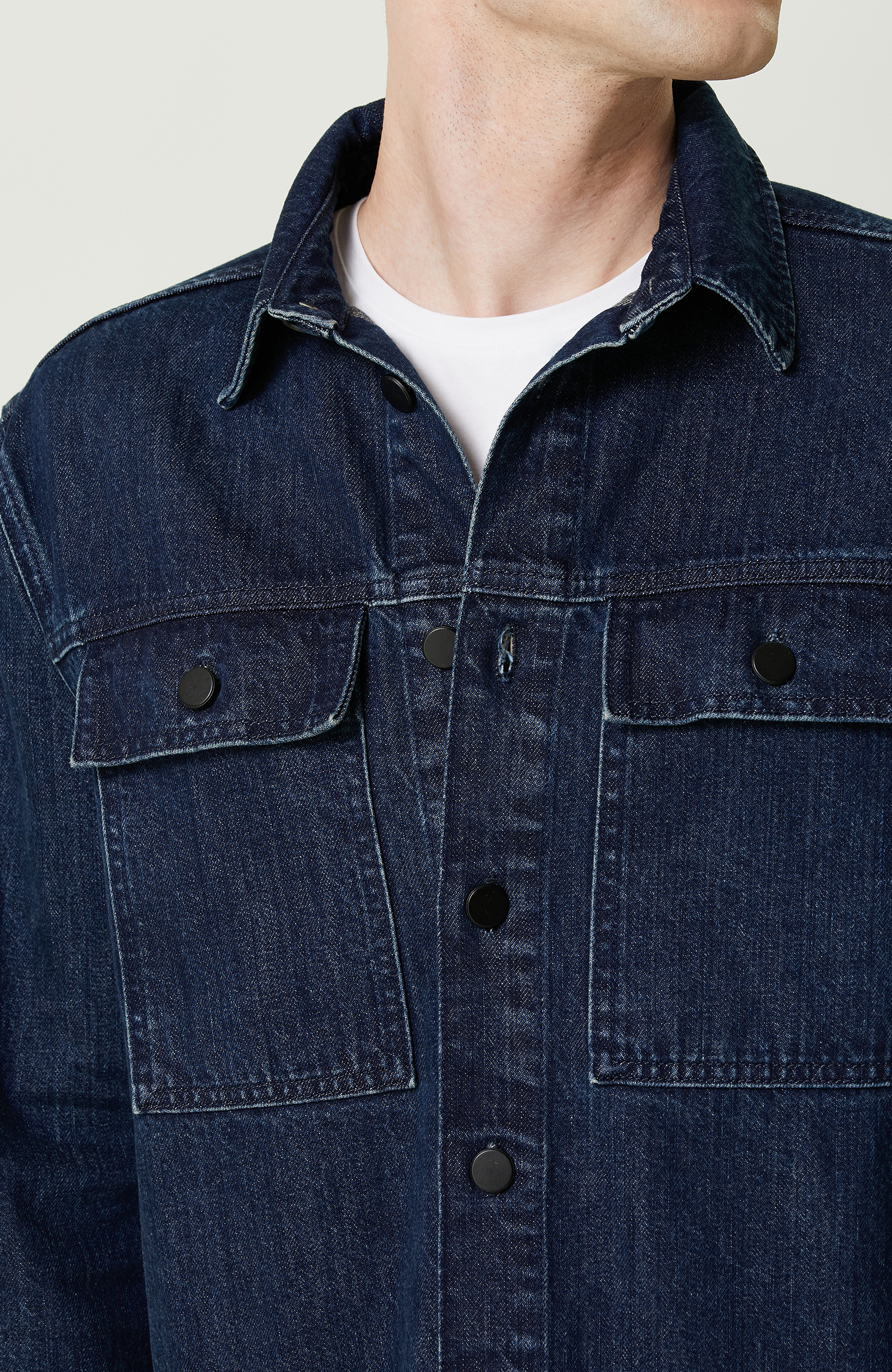 Lacivert Pamuklu Denim Gömlek