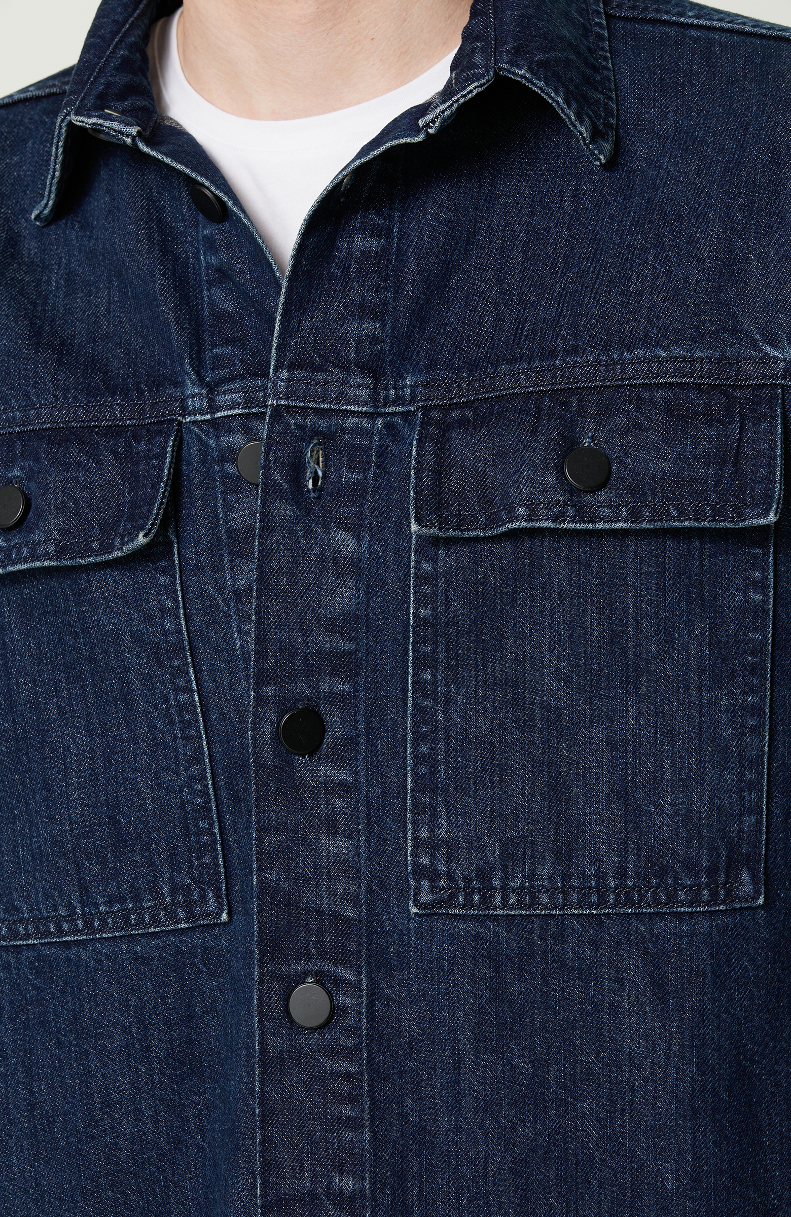 Lacivert Pamuklu Denim Gömlek