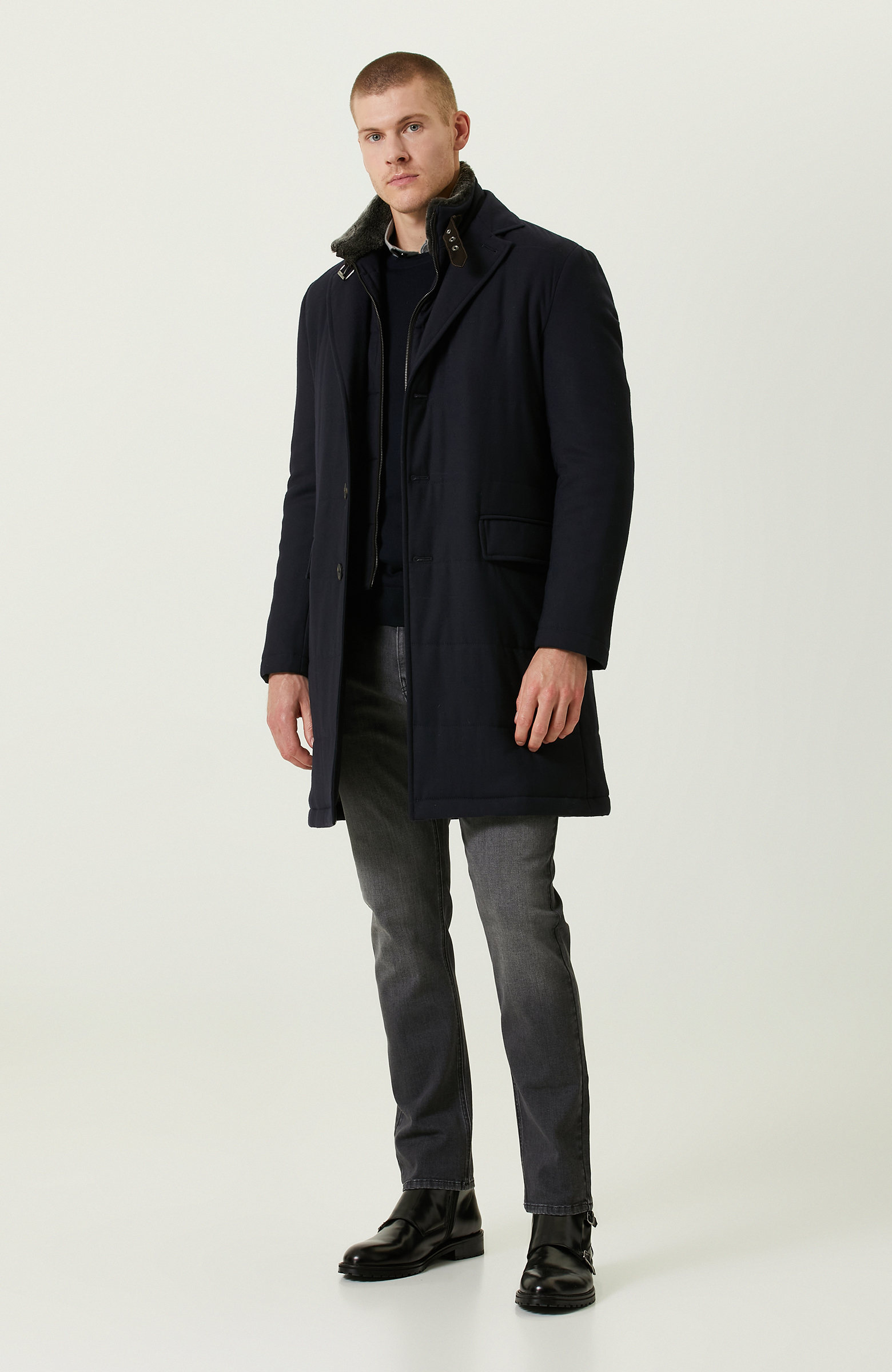 Bisiklet Yaka Lacivert Triko Kazak