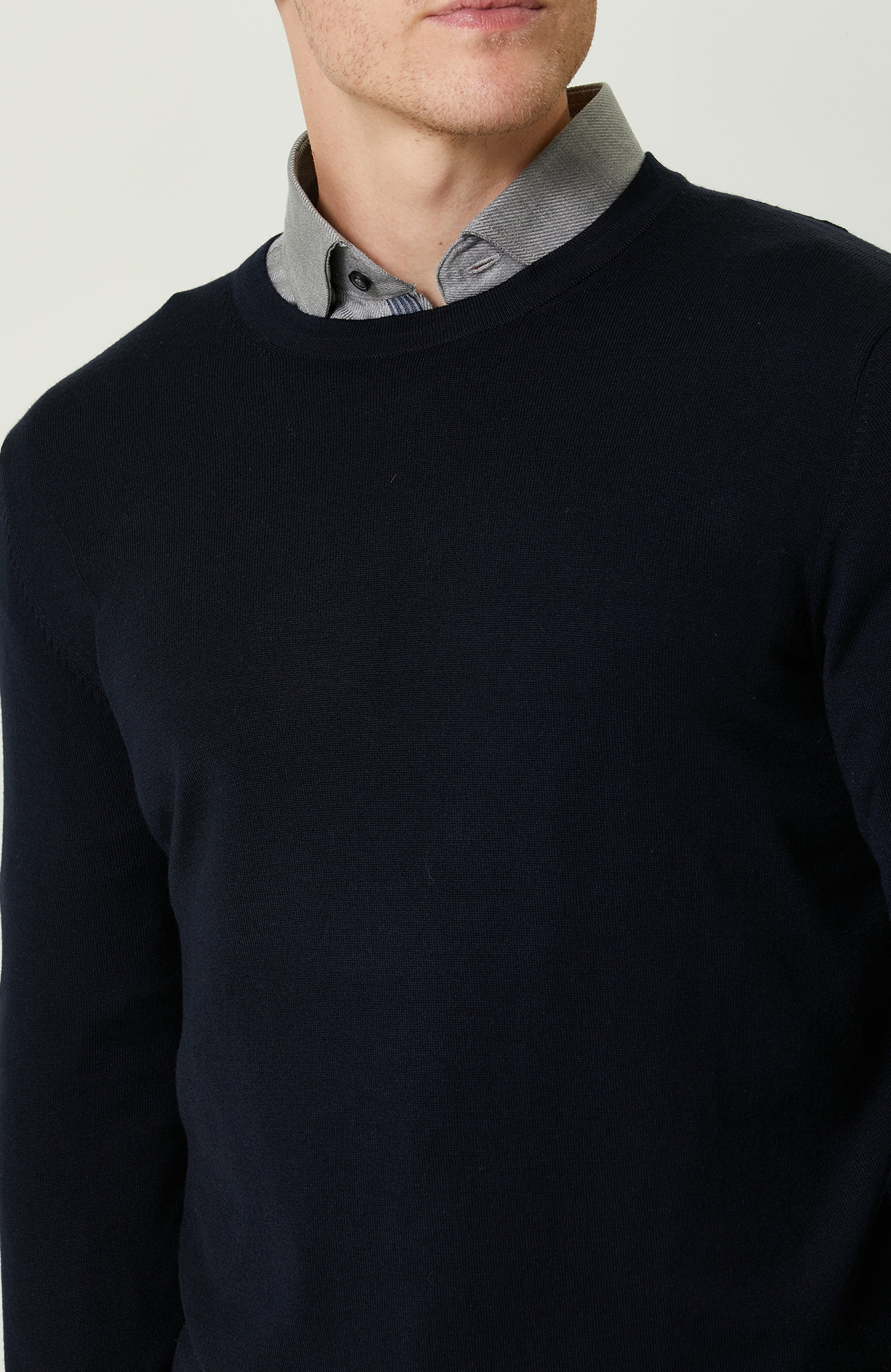 Bisiklet Yaka Lacivert Triko Kazak