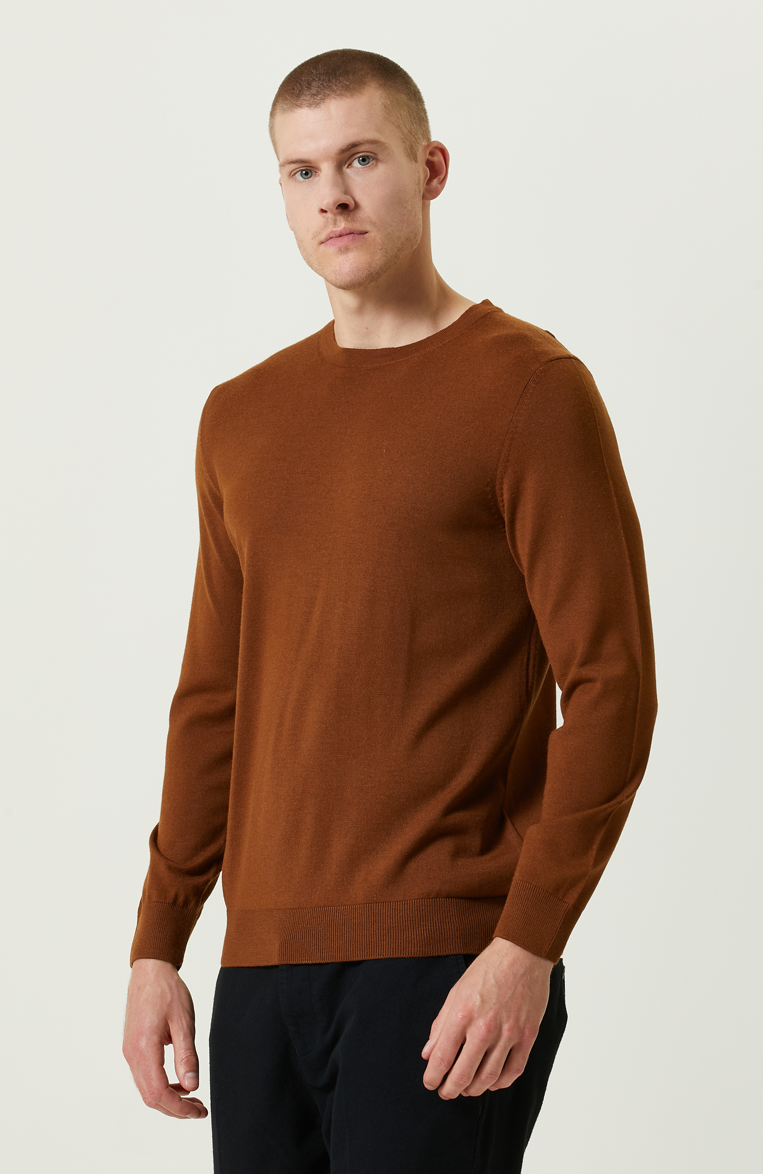 Karamel Bisiklet Yaka Triko Kazak