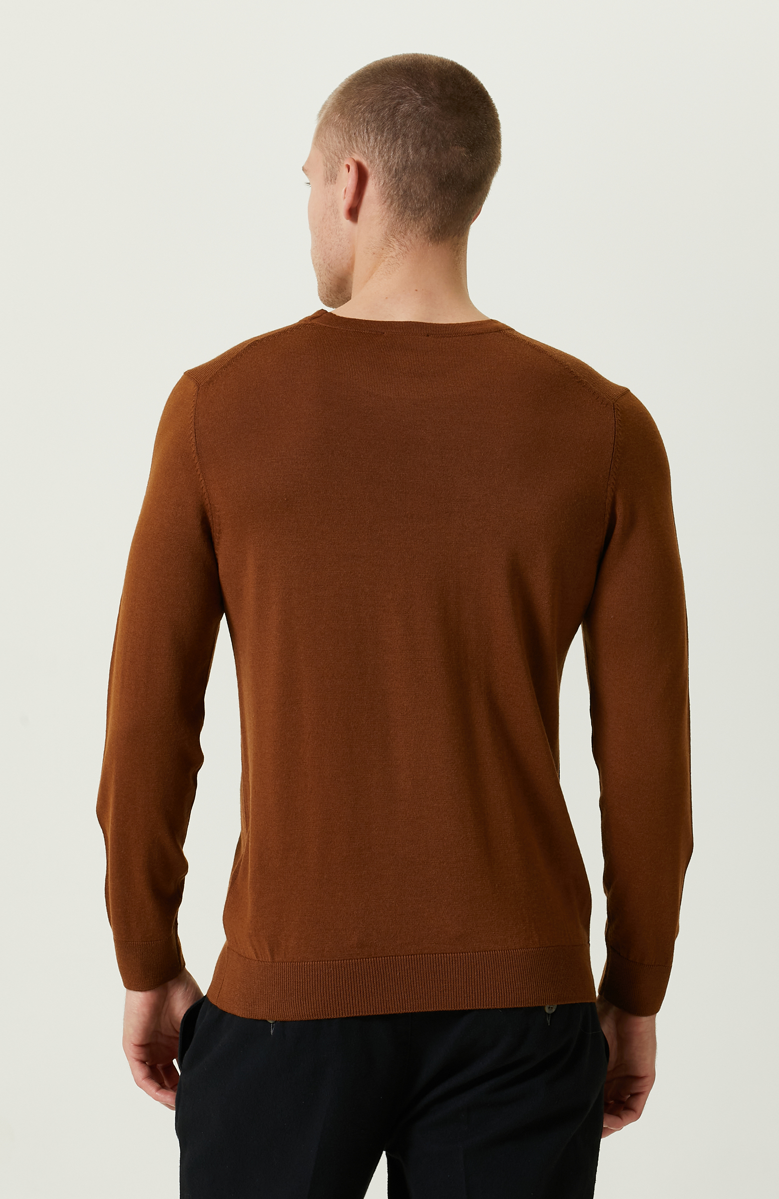 Karamel Bisiklet Yaka Triko Kazak