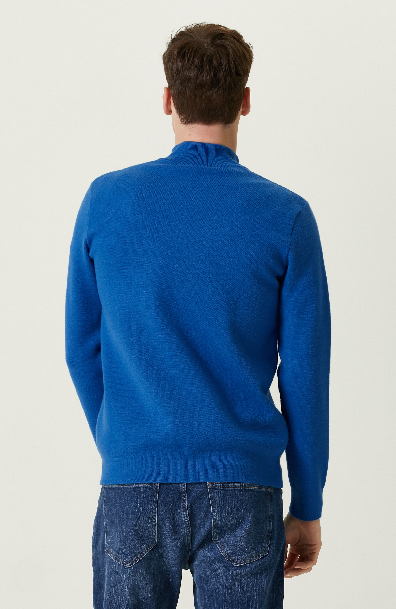 Saks Fermuarlı Triko Kazak