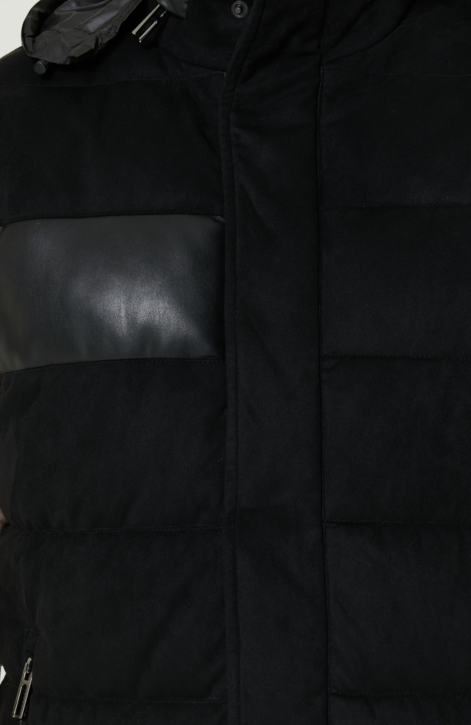 Yan Cep Fermuarlı Süet Siyah Yelek