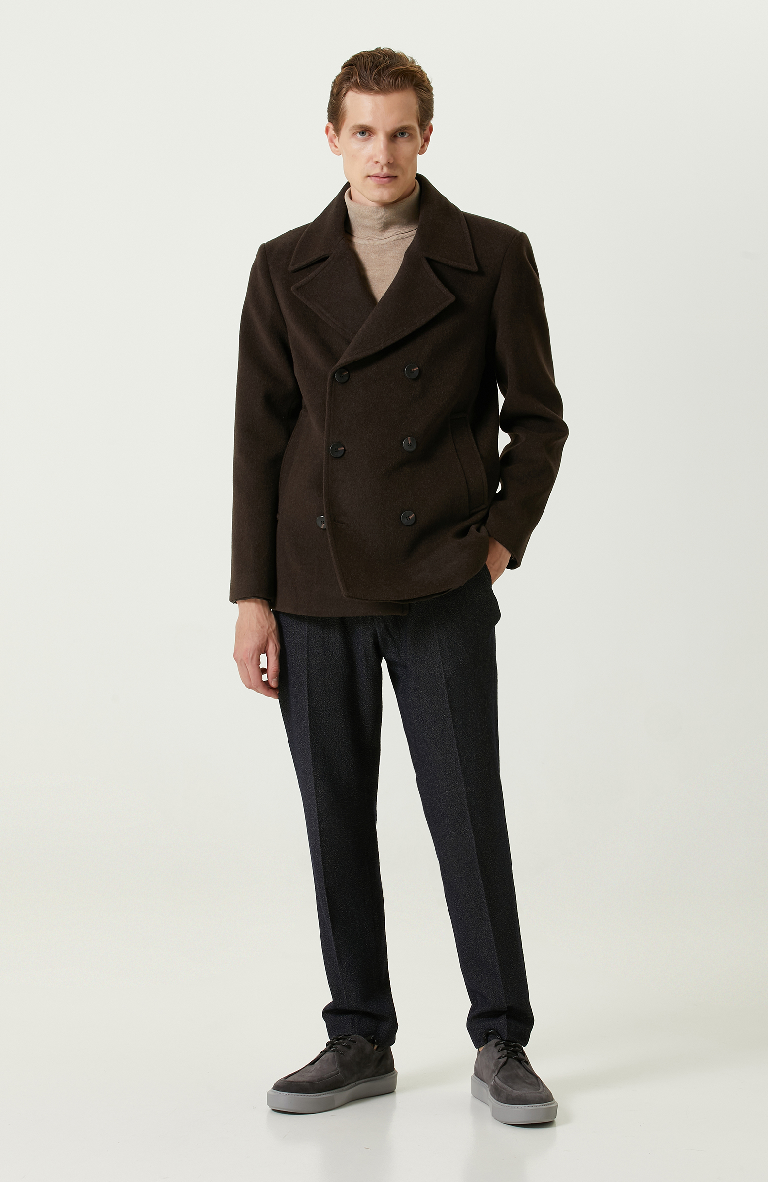 Bej Balıkçı Yaka Kazak