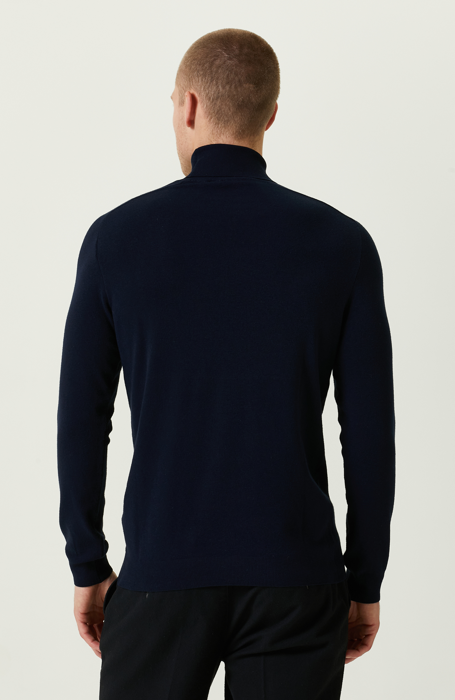 Lacivert Balıkçı Yaka Triko Kazak