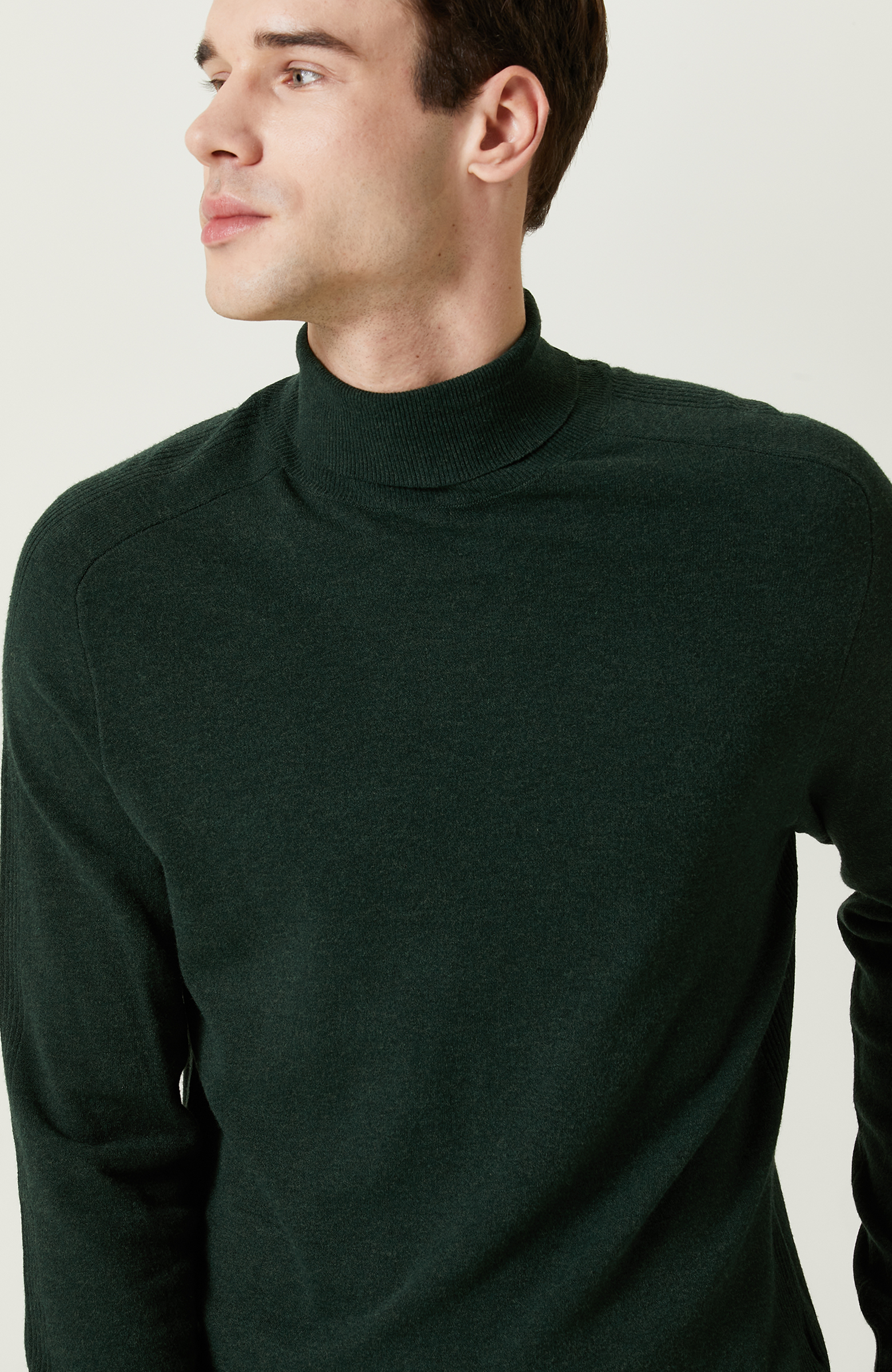 Yeşil Balıkçı Yaka Triko Kazak